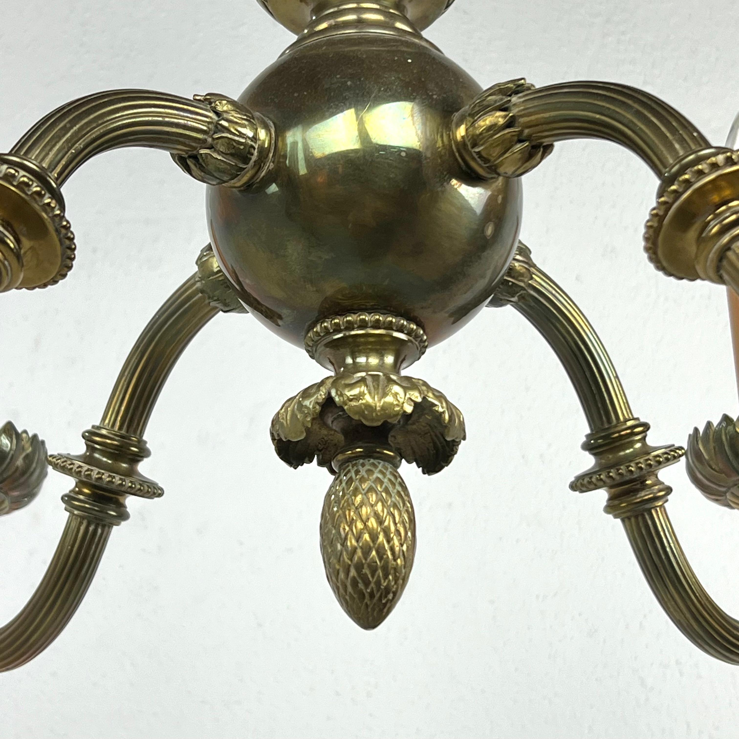 Paire de chandeliers Art Nouveau à 4 bras en bronze en vente 3