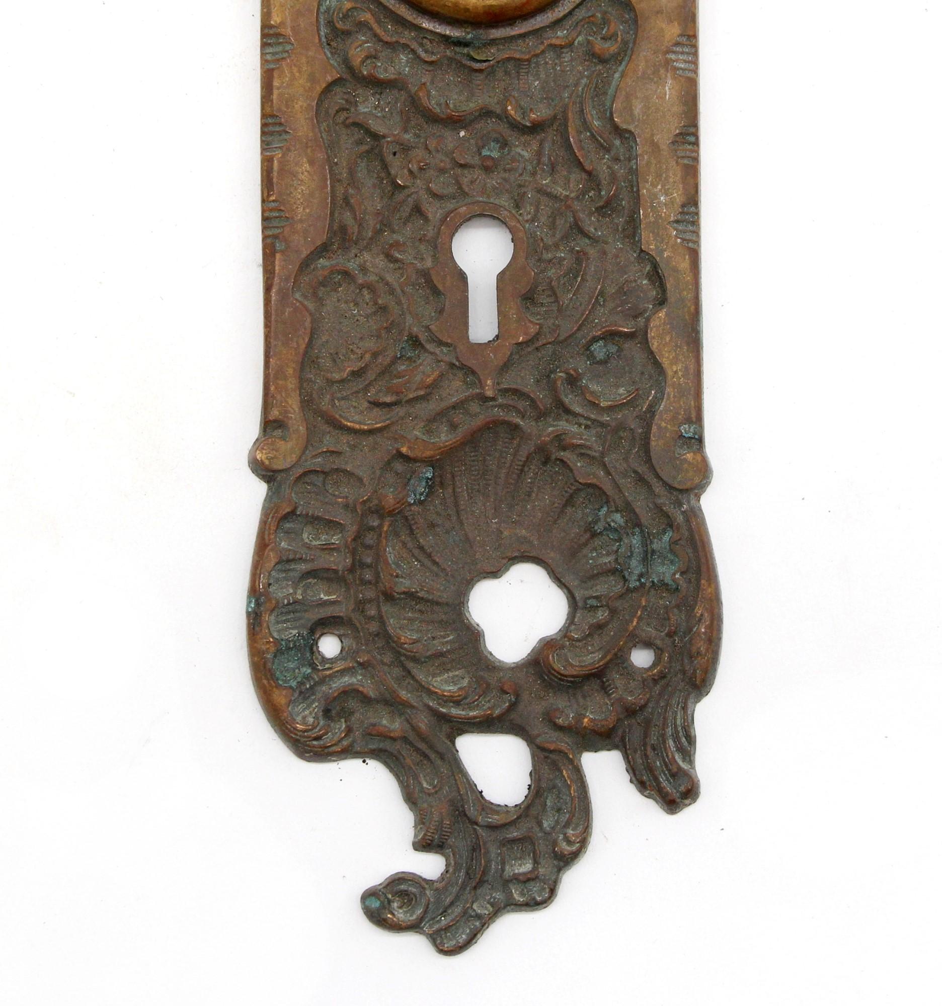 American Pair of Bronze Back Plates Rococo Style by Reading Hardware Co.