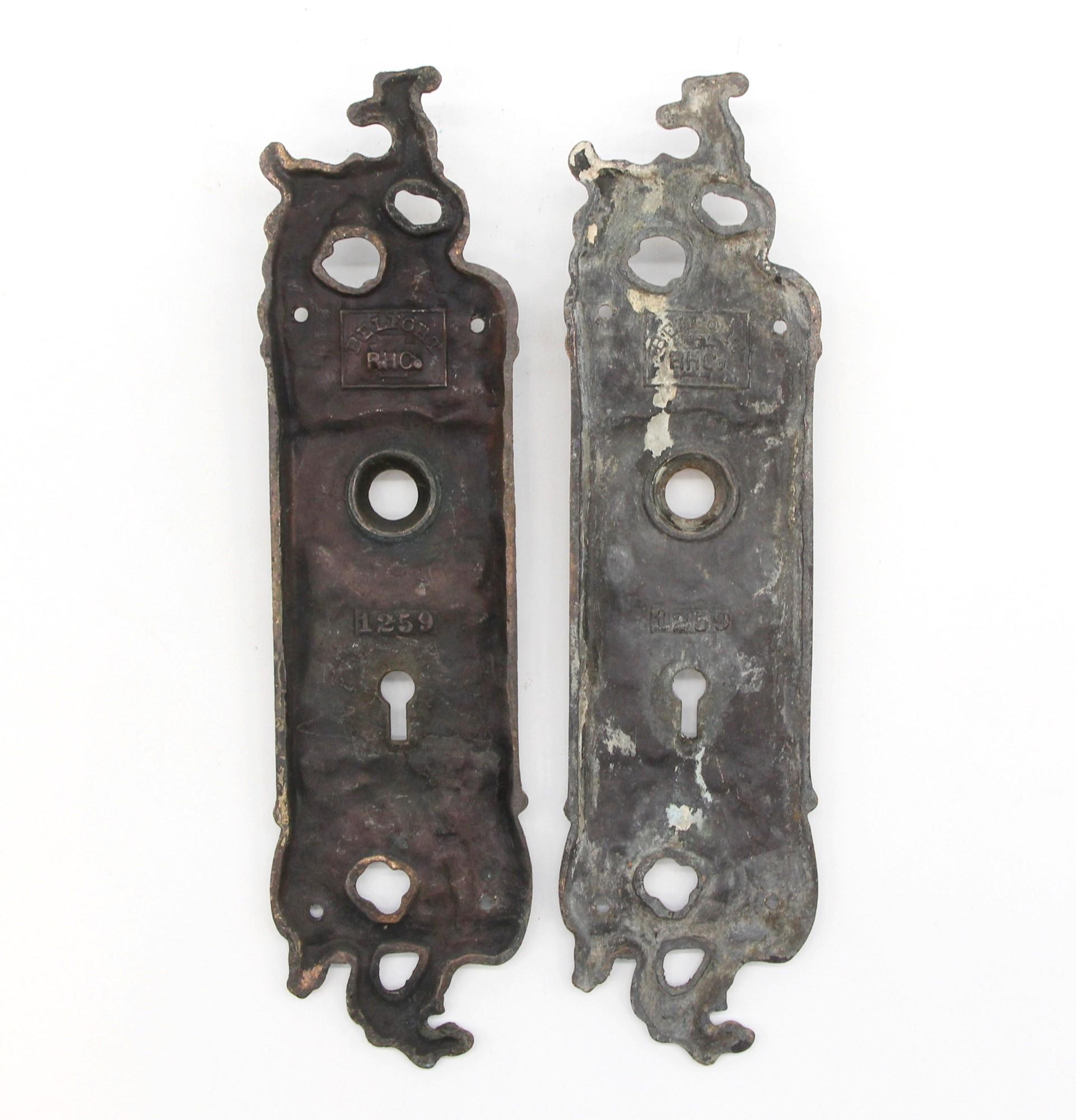 20th Century Pair of Bronze Back Plates Rococo Style by Reading Hardware Co.