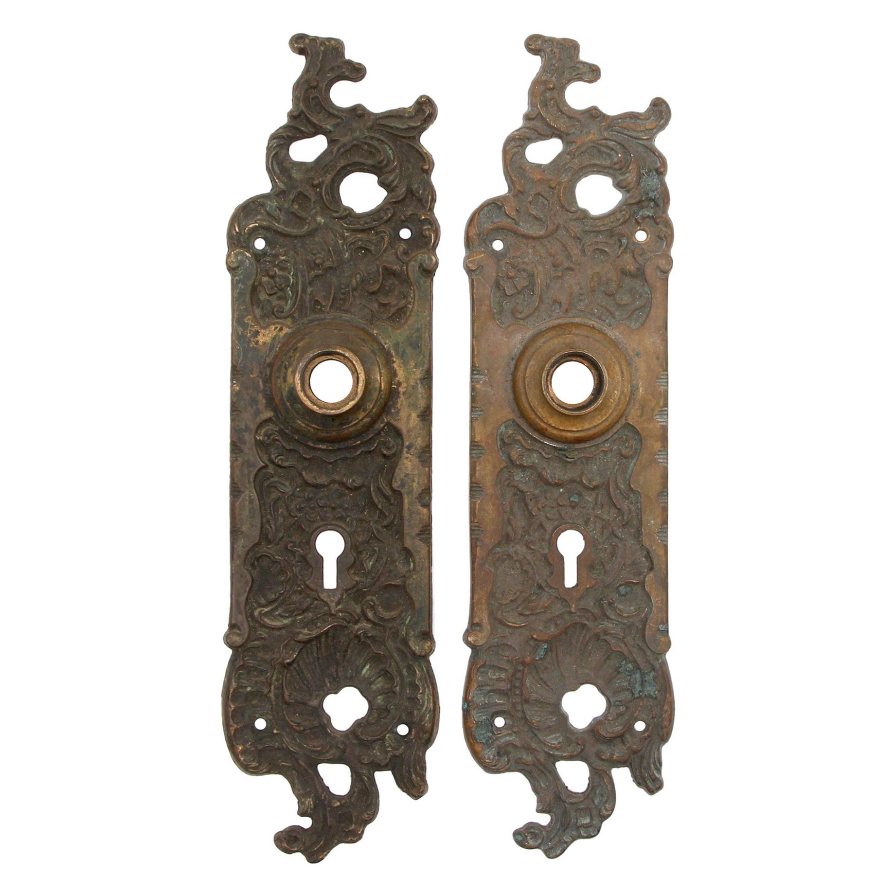 Pair of Bronze Back Plates Rococo Style by Reading Hardware Co.