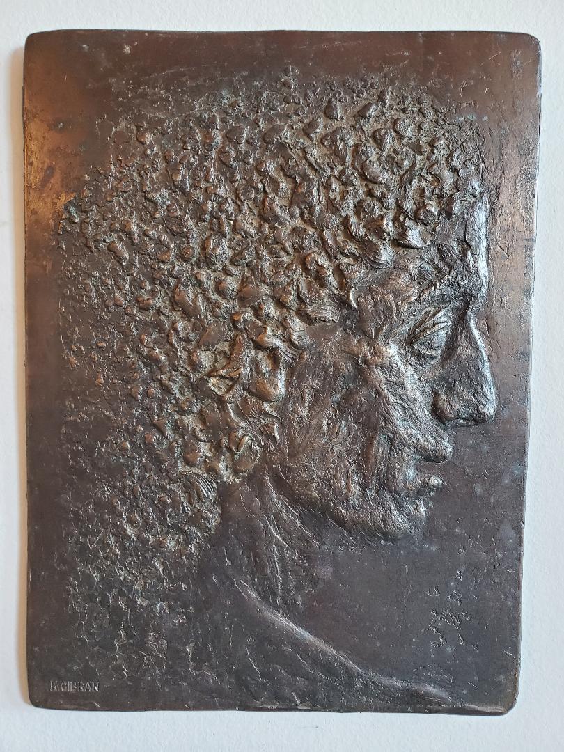 Brutalist Pair of Bronze Bas Relief Wall Plaques by Kahlil Gibran For Sale