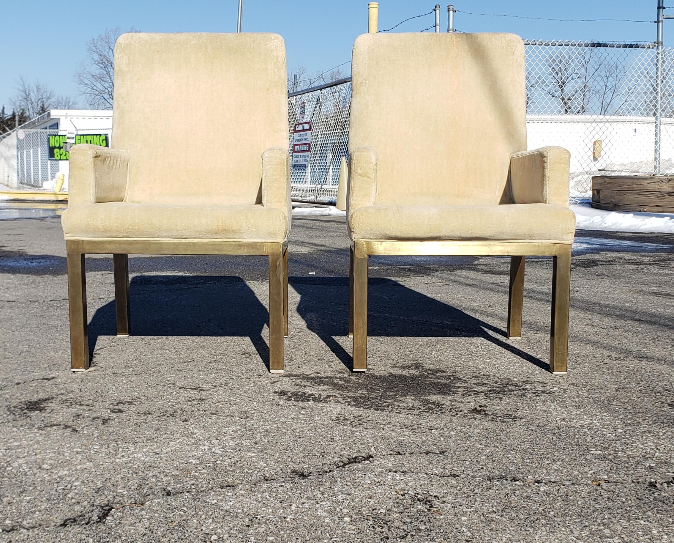 Pair of Bronze Base Armchairs by Mastercraft For Sale 3