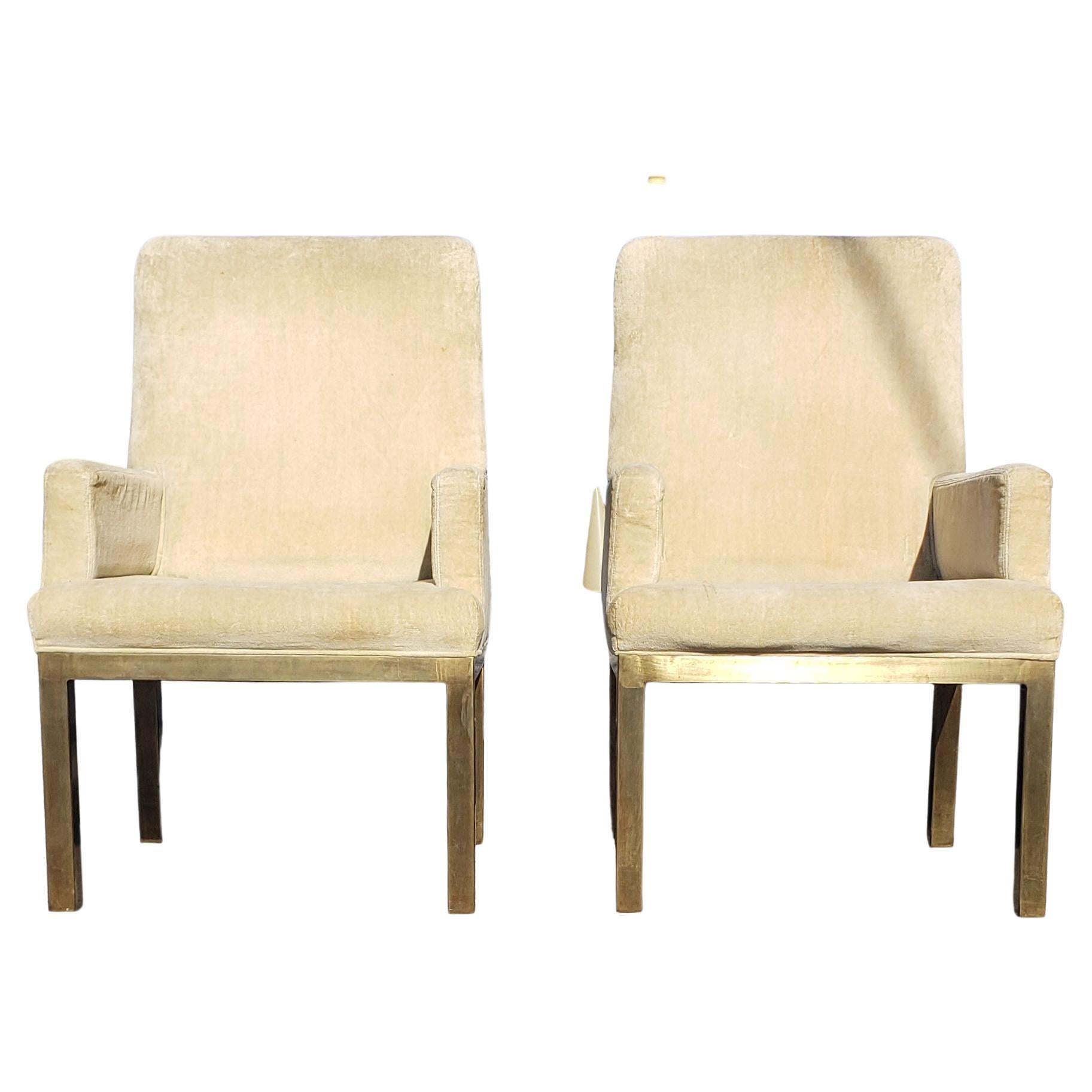 Beautiful pair of armchairs by Mastercraft. Manufactured manufactured in Spain in the 1970s. This pair does need to be rebuilt and reaupulstered. Is excellent for the dining table, the desk, the game table or the living room. These chairs can be