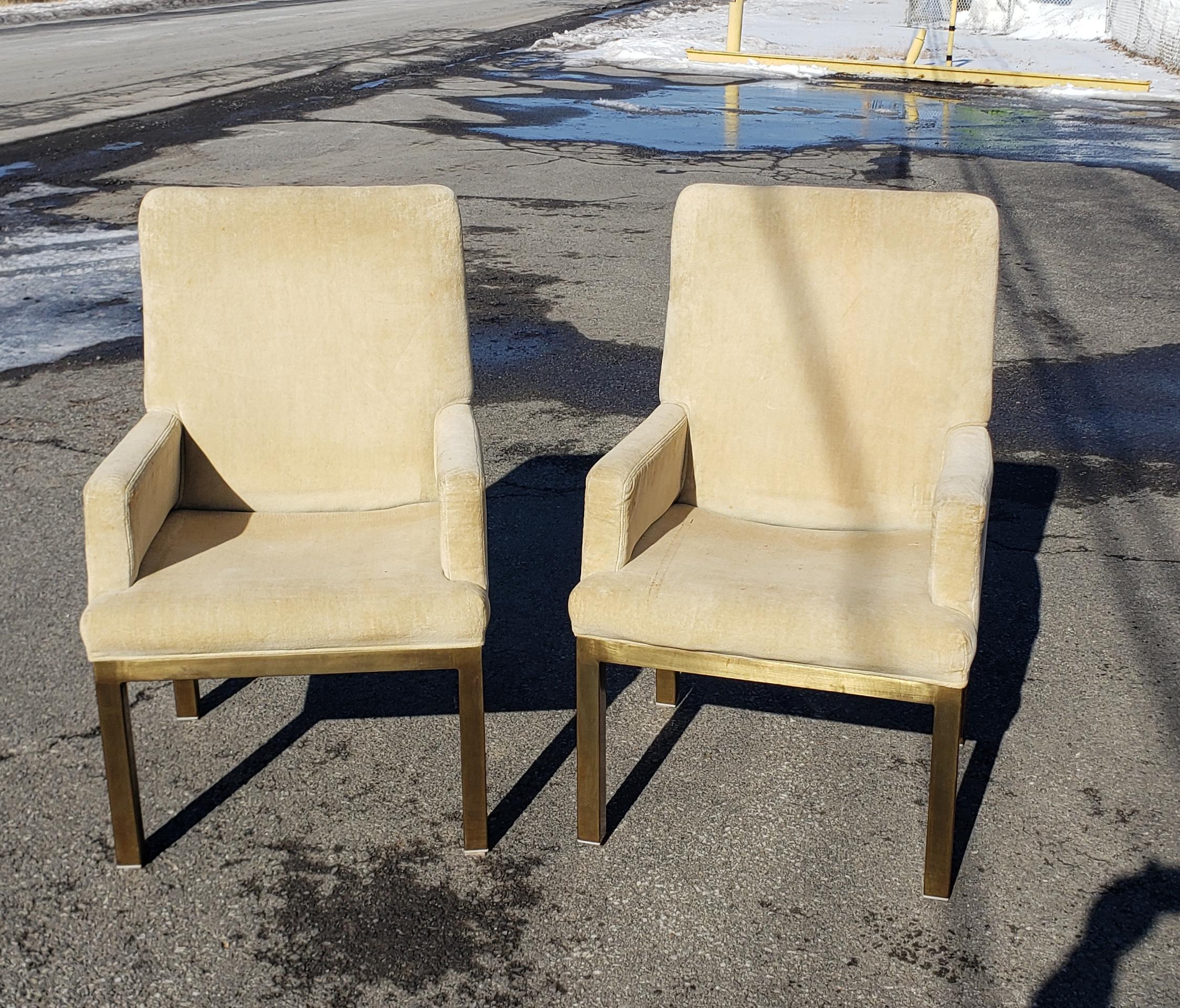 Mid-Century Modern Pair of Bronze Base Armchairs by Mastercraft For Sale