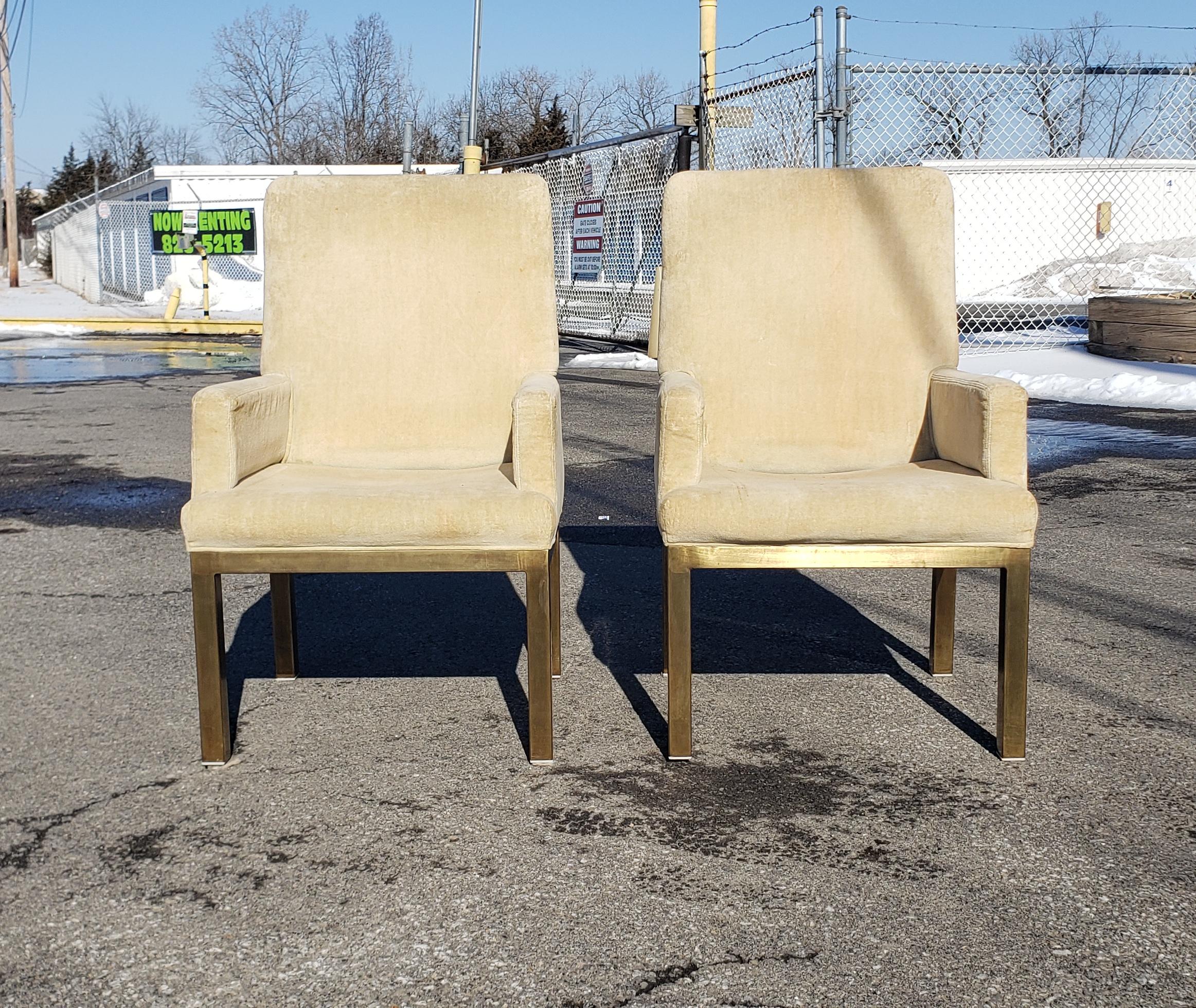 Pair of Bronze Base Armchairs by Mastercraft In Fair Condition For Sale In New York, NY