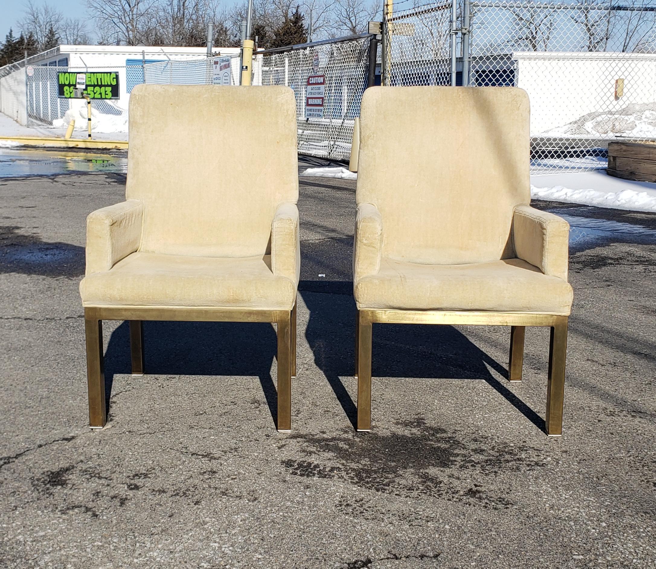 Fin du 20e siècle Paire de fauteuils à base en bronze de Mastercraft en vente