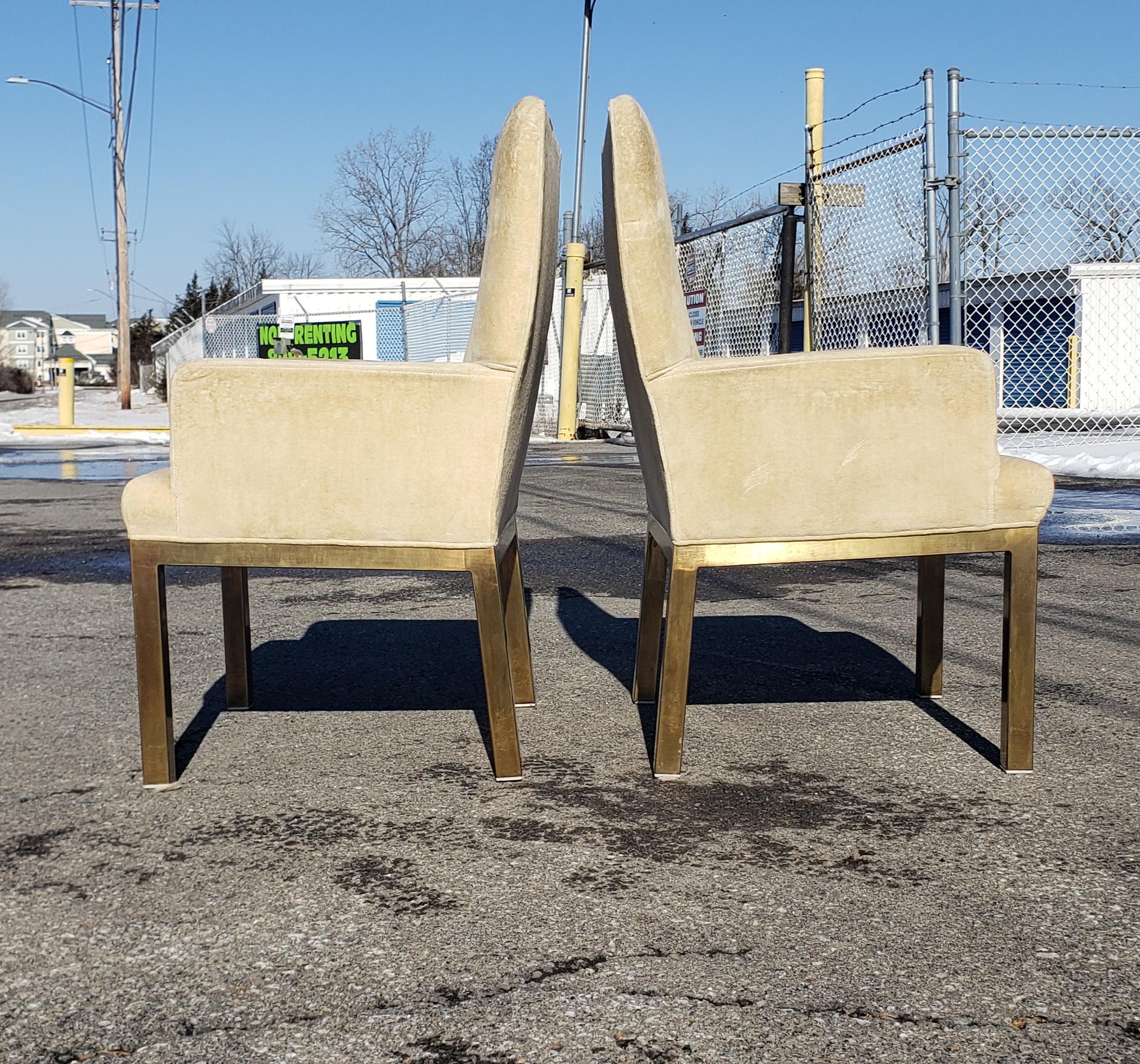 Brass Pair of Bronze Base Armchairs by Mastercraft For Sale