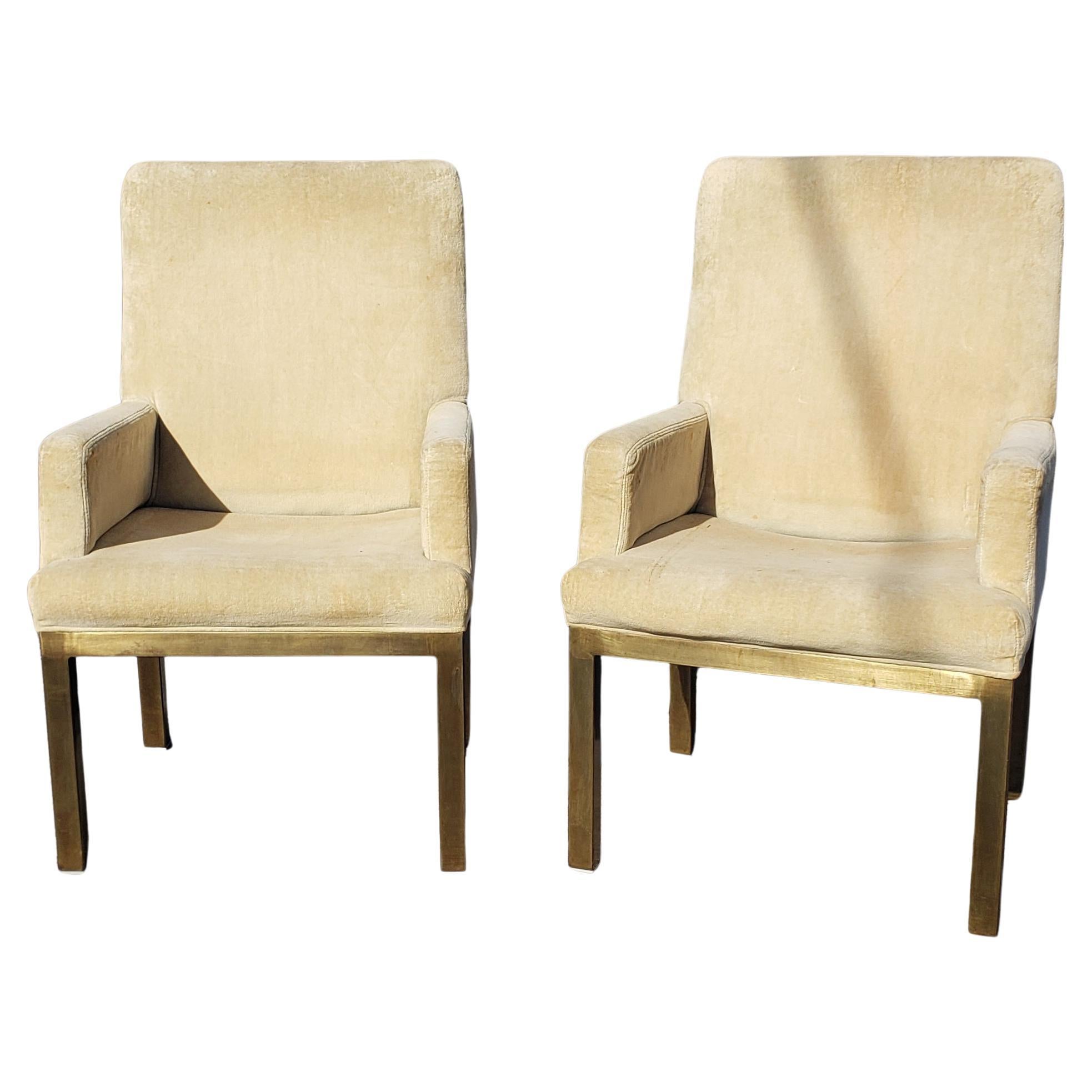 Pair of Bronze Base Armchairs by Mastercraft For Sale