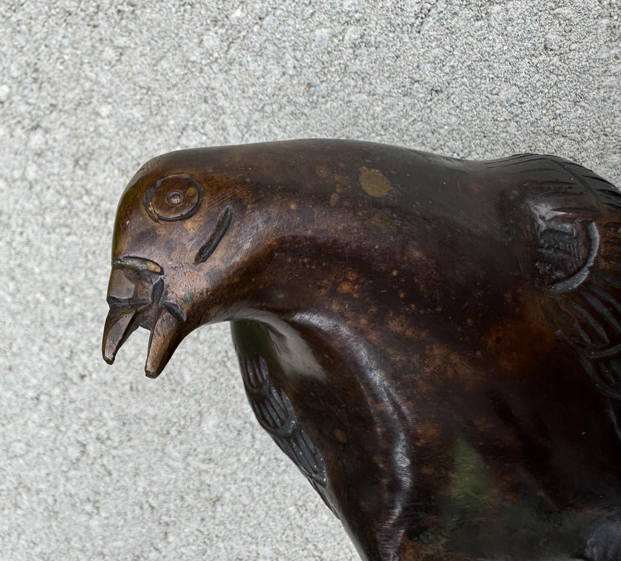 Paar Vogelskulpturen aus Bronze, Japan, um 1970 im Angebot 7