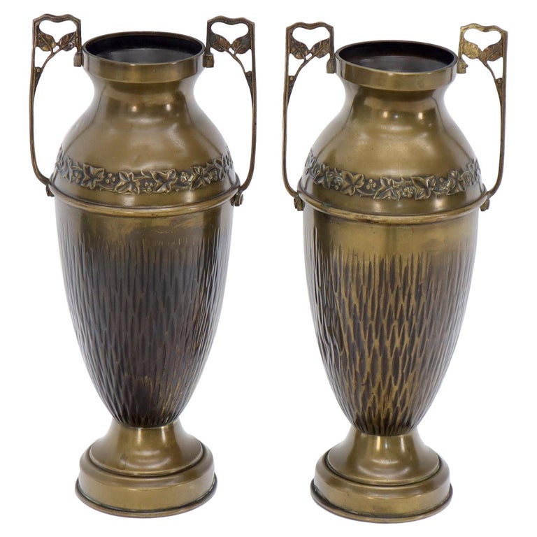 Pair of Bronze Bohemian Double Handle Urn Shape Vases For Sale at 1stDibs urn vases, urn