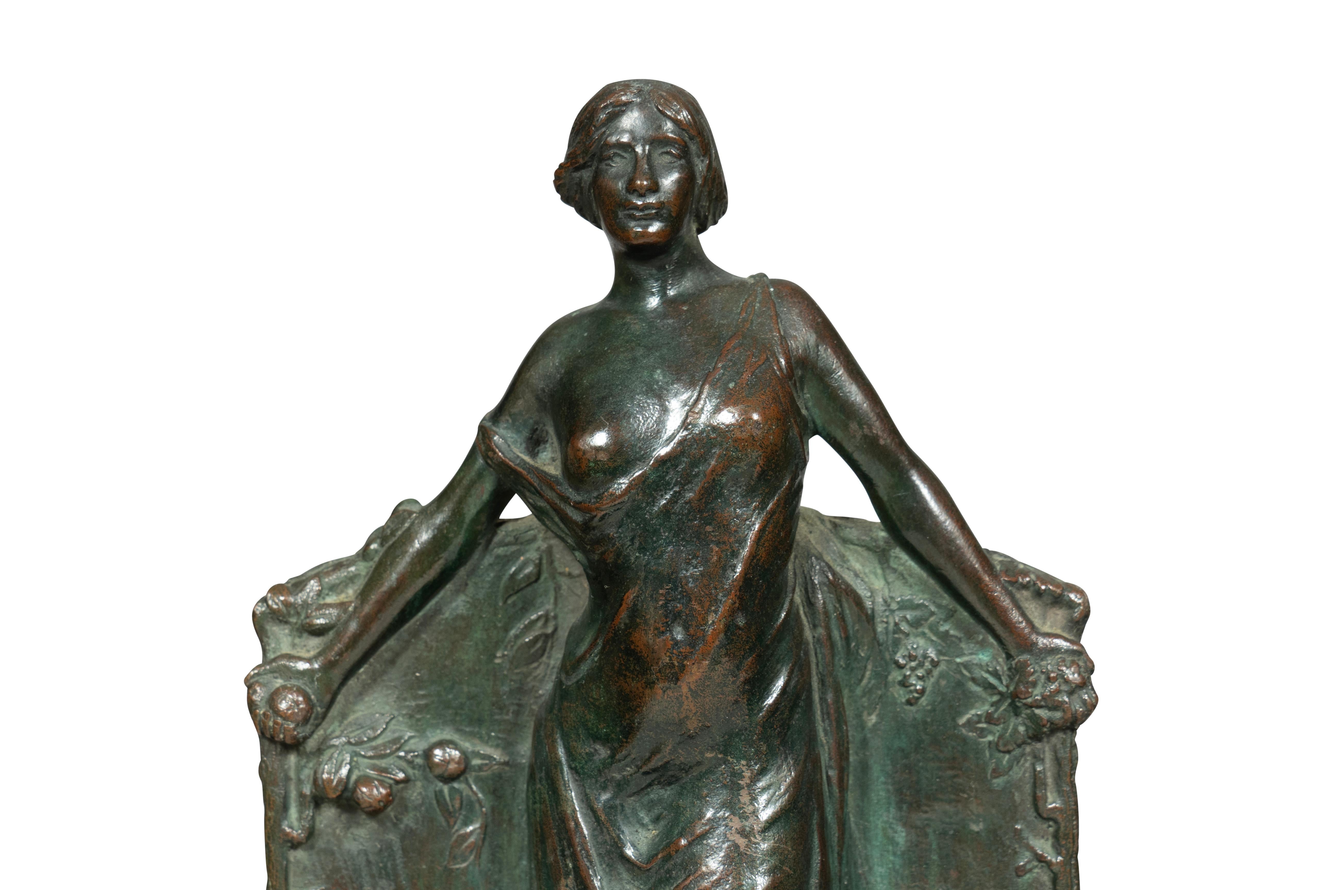 Coppia di reggilibri in bronzo di Rudolf Schwarz e fusi dalla fonderia Gorham in vendita 3