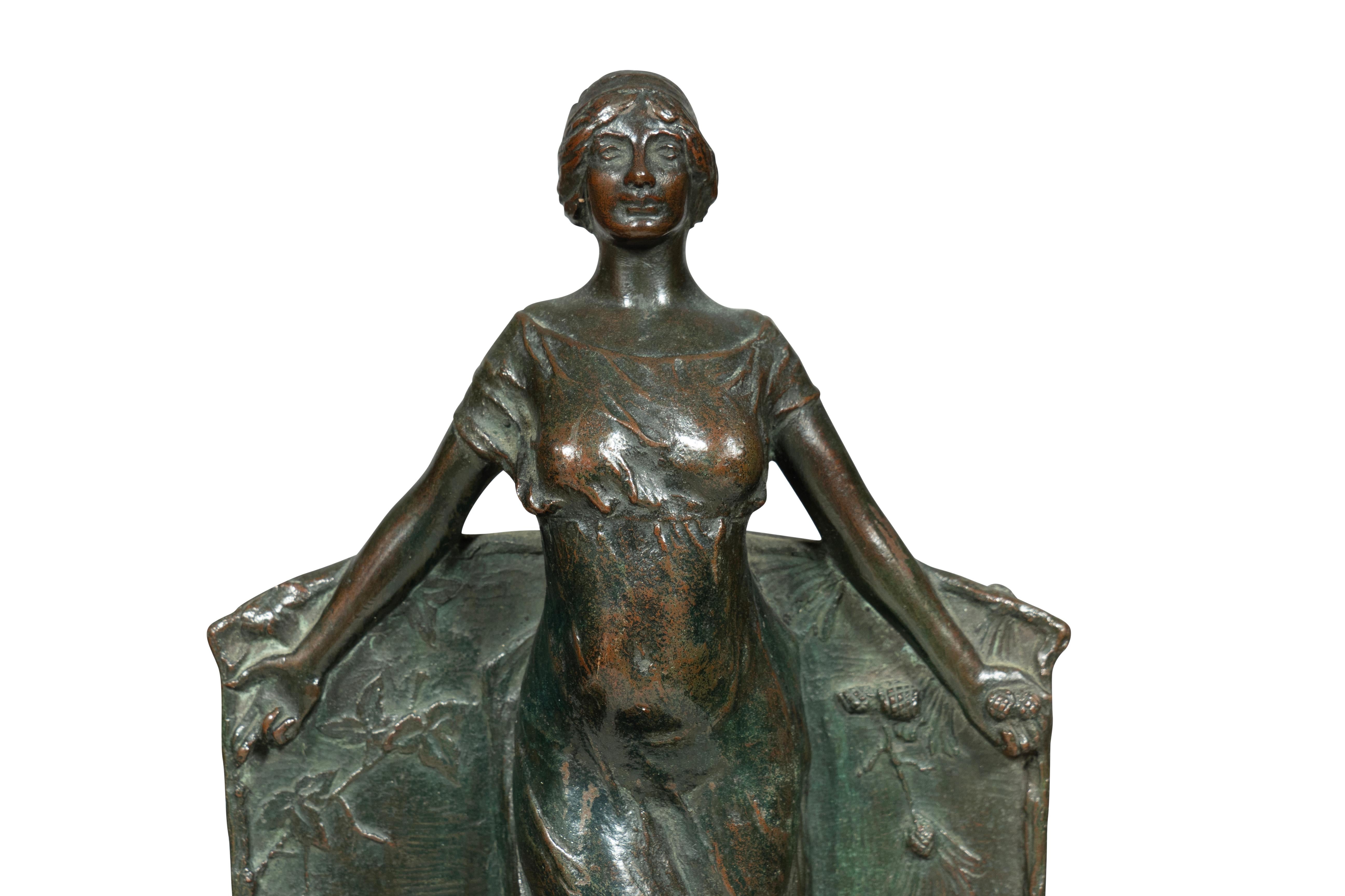Coppia di reggilibri in bronzo di Rudolf Schwarz e fusi dalla fonderia Gorham in vendita 4