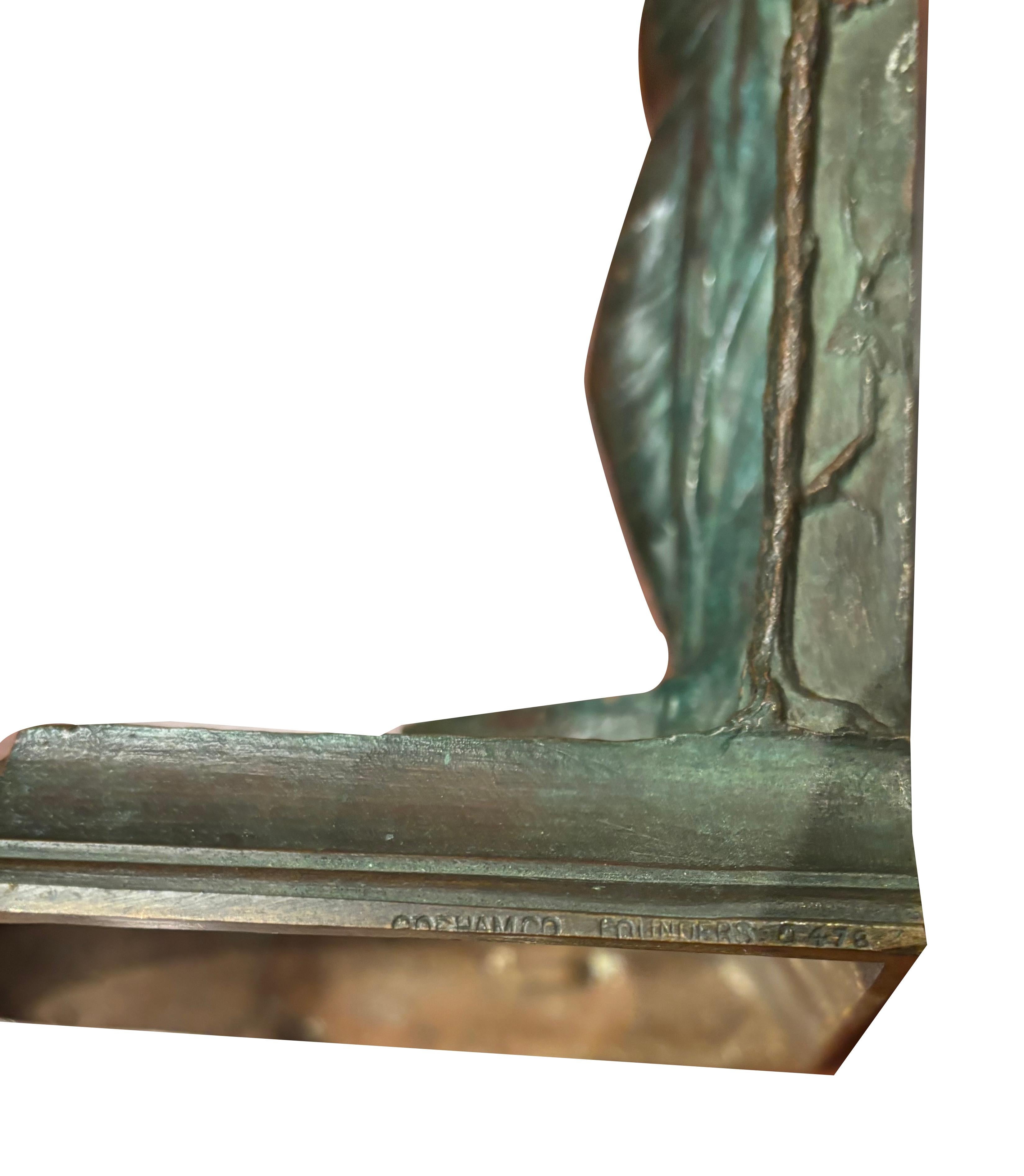 Coppia di reggilibri in bronzo di Rudolf Schwarz e fusi dalla fonderia Gorham in vendita 8