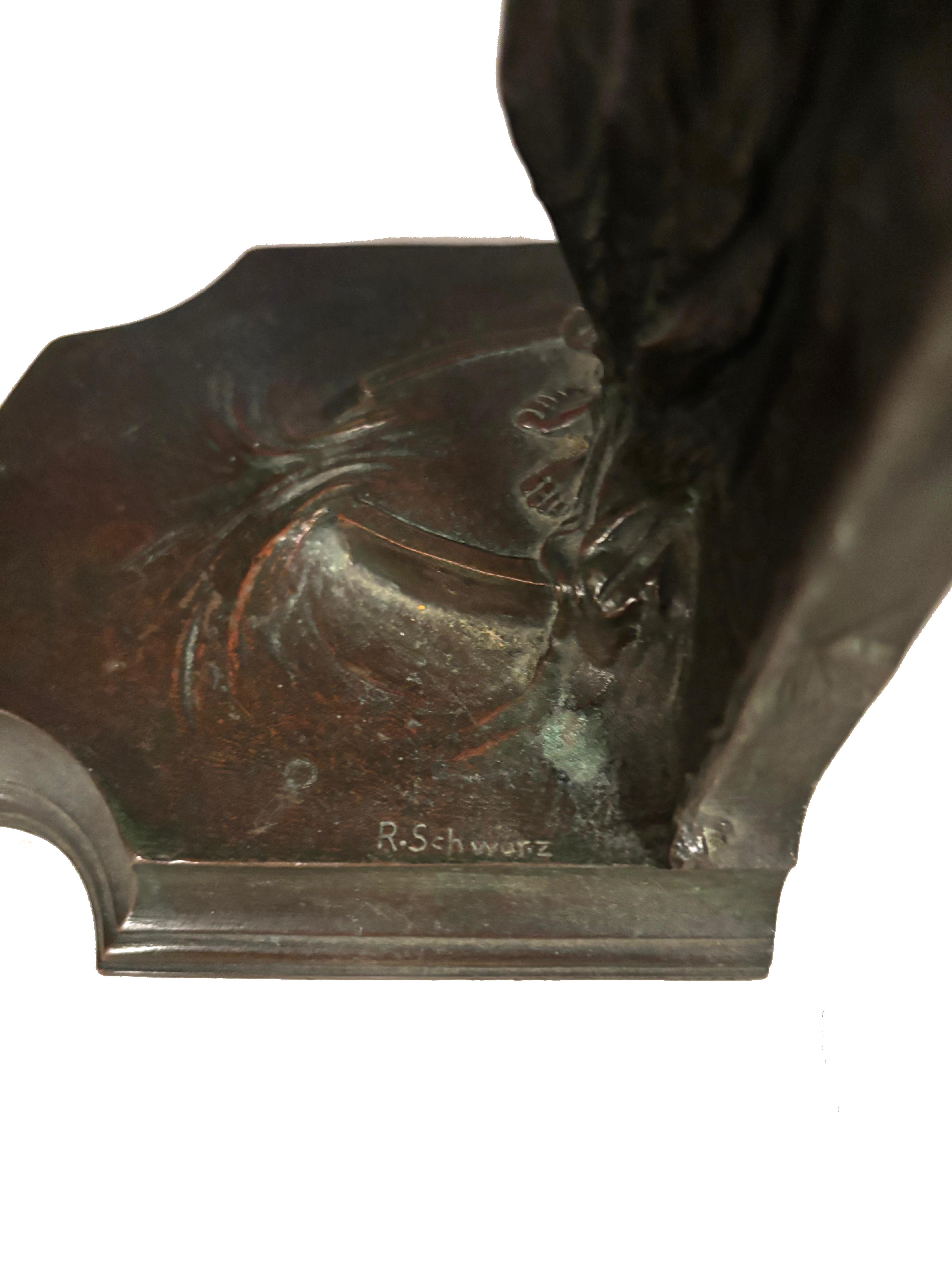Coppia di reggilibri in bronzo di Rudolf Schwarz e fusi dalla fonderia Gorham in vendita 9