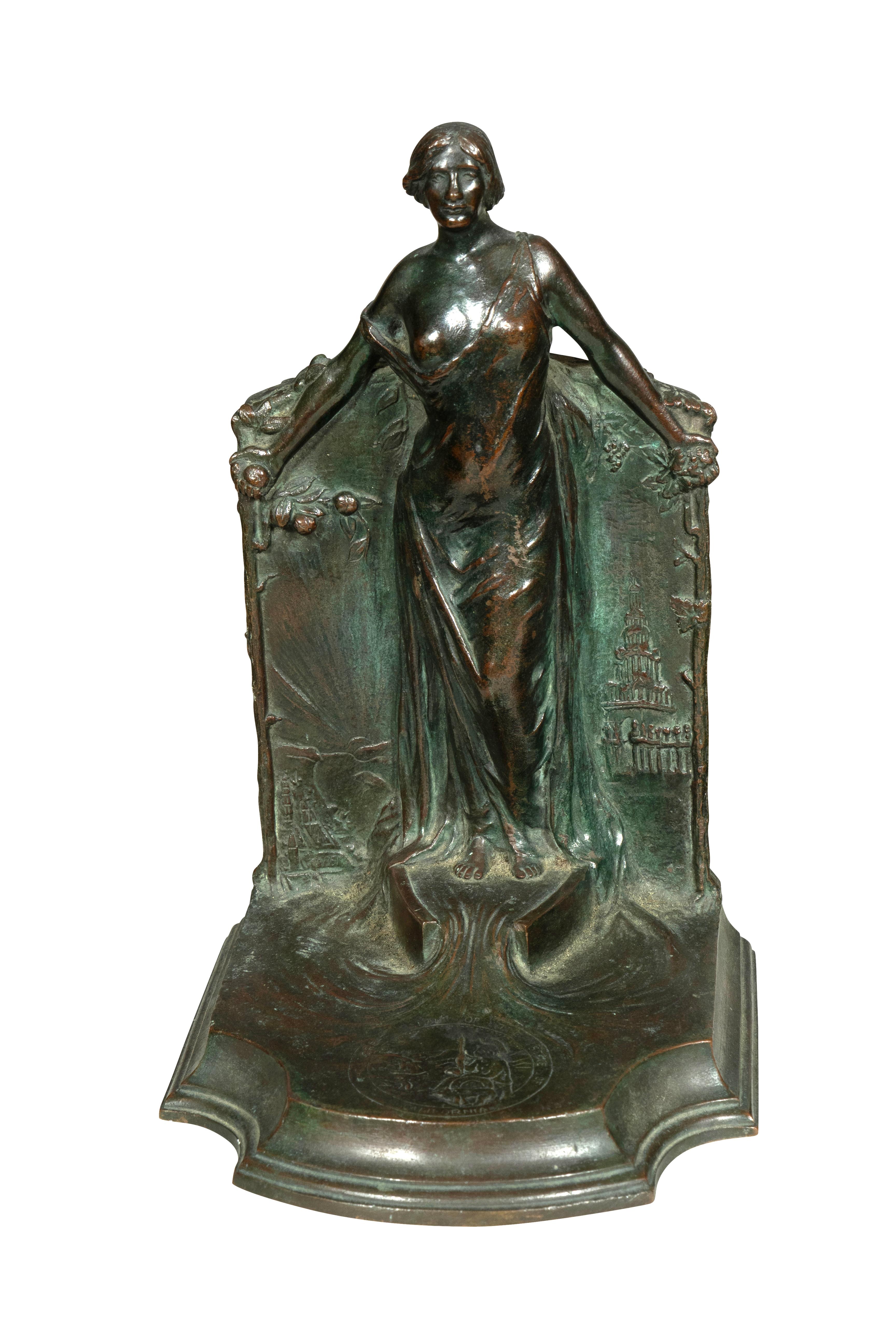 Art Nouveau Coppia di reggilibri in bronzo di Rudolf Schwarz e fusi dalla fonderia Gorham in vendita