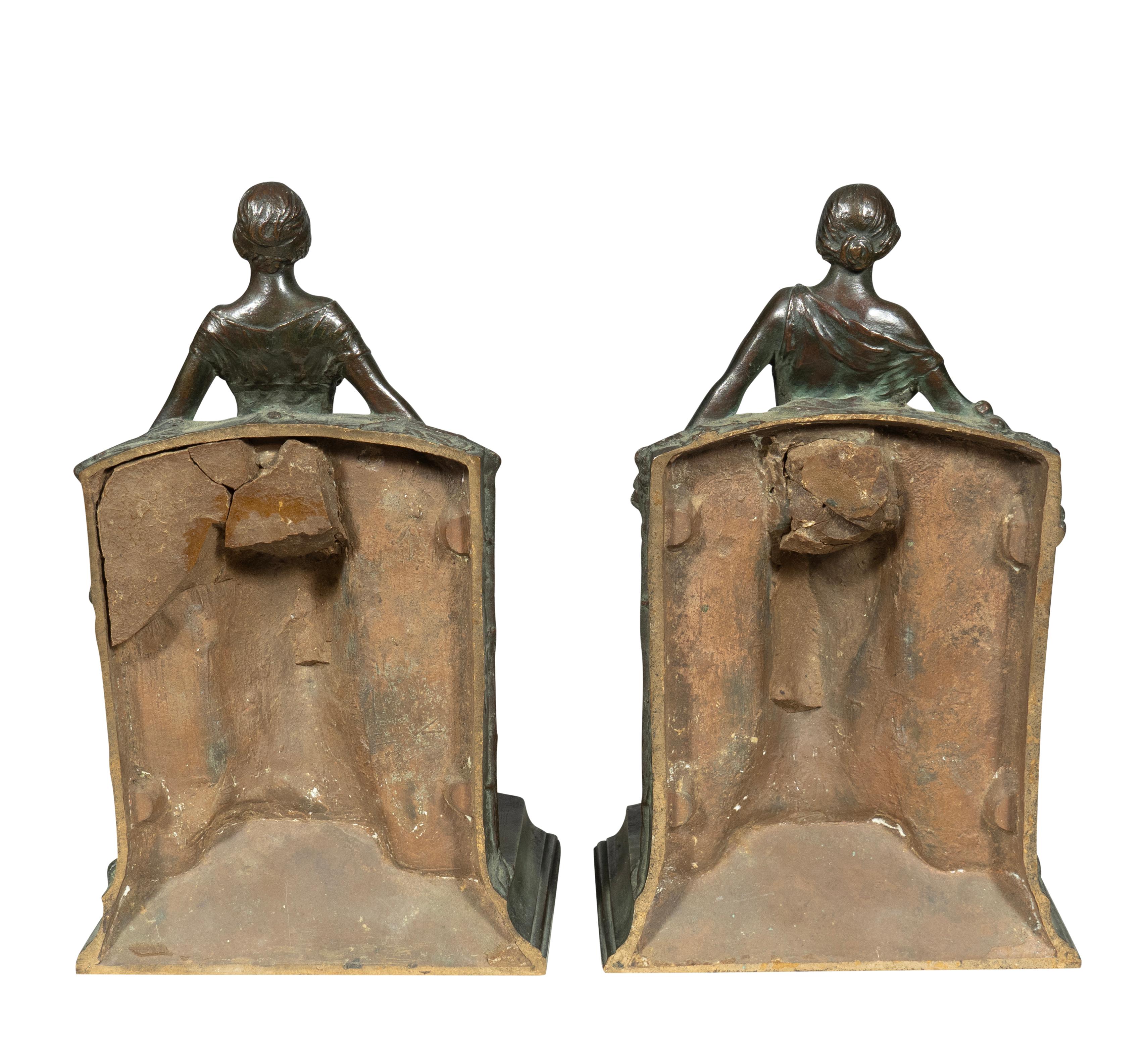 Bronzo Coppia di reggilibri in bronzo di Rudolf Schwarz e fusi dalla fonderia Gorham in vendita