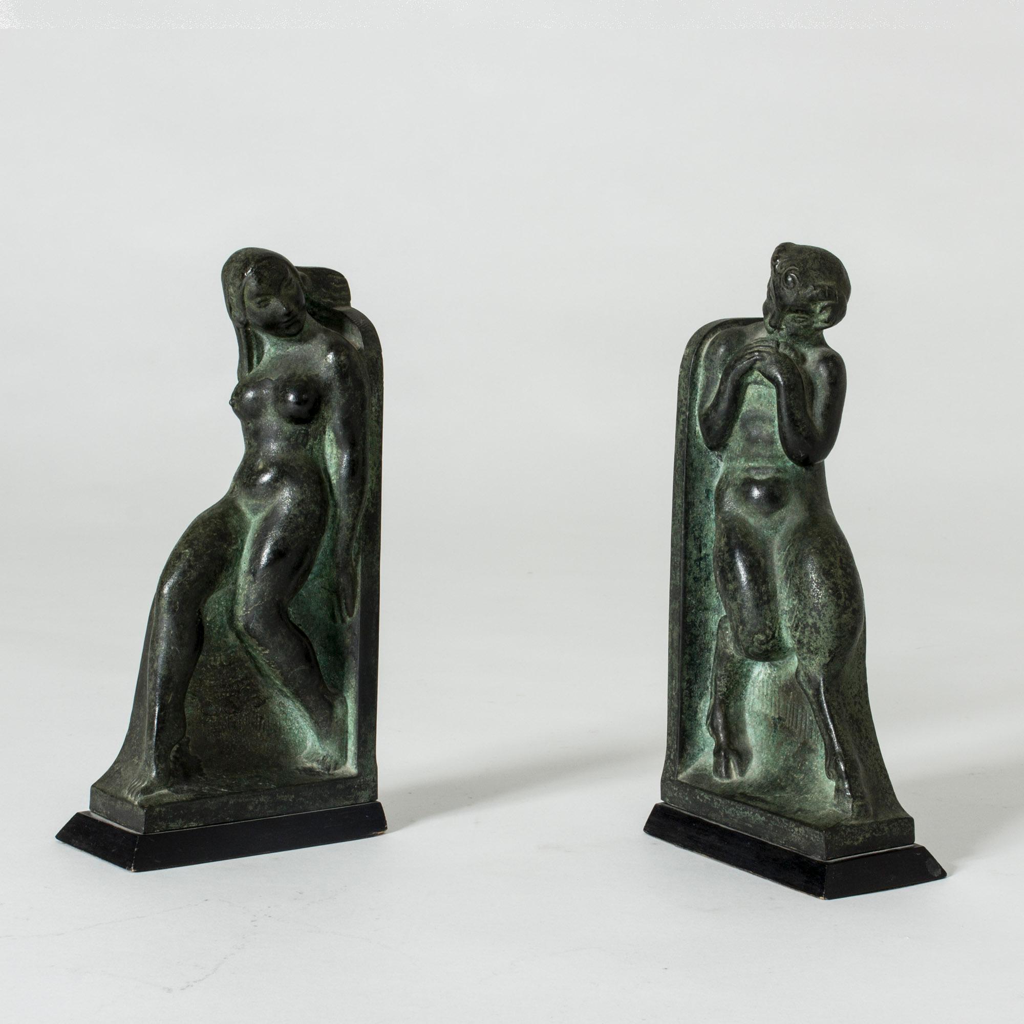 Scandinavian Modern Pair of Bronze Bookends from 1919 by Axel Gute