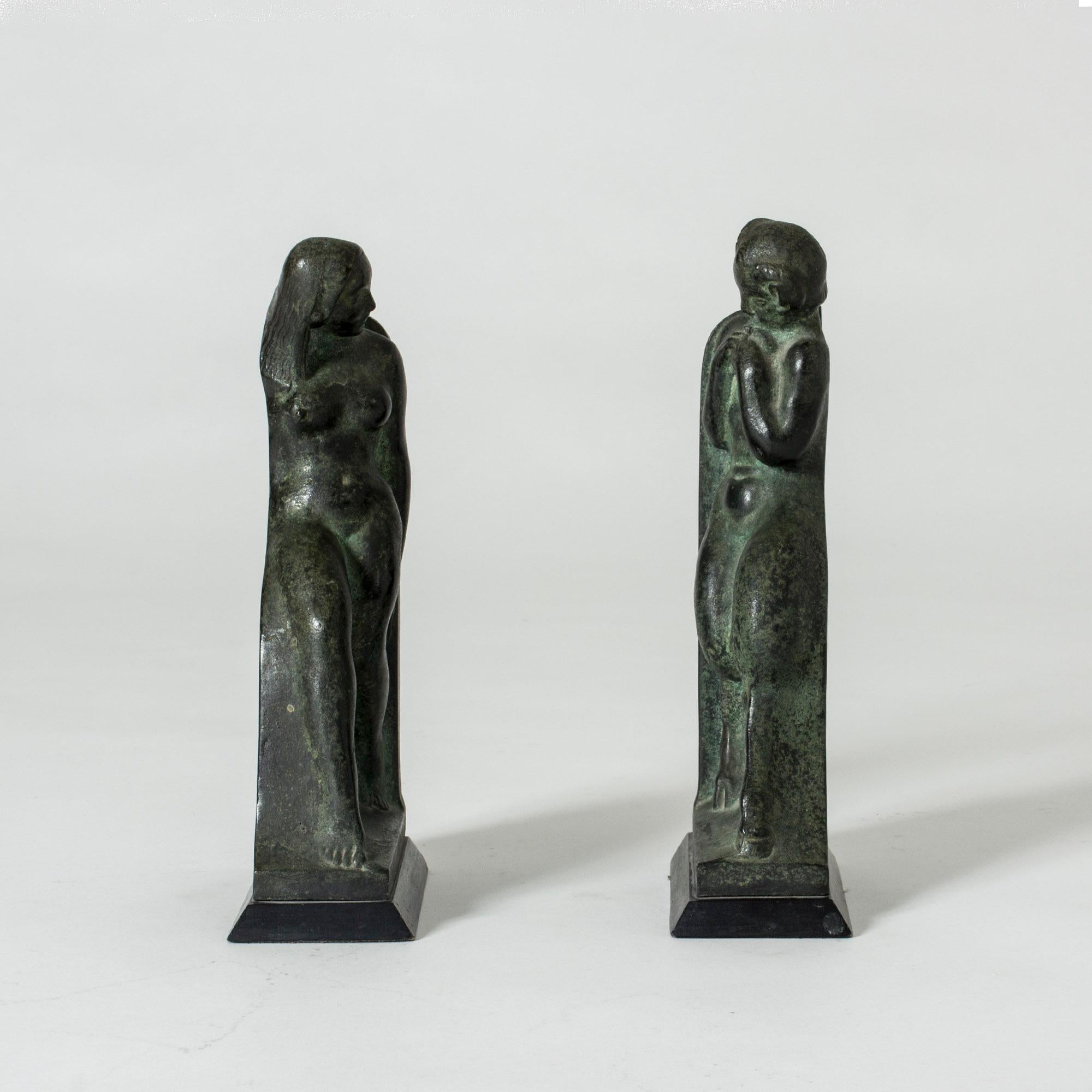 Swedish Pair of Bronze Bookends from 1919 by Axel Gute