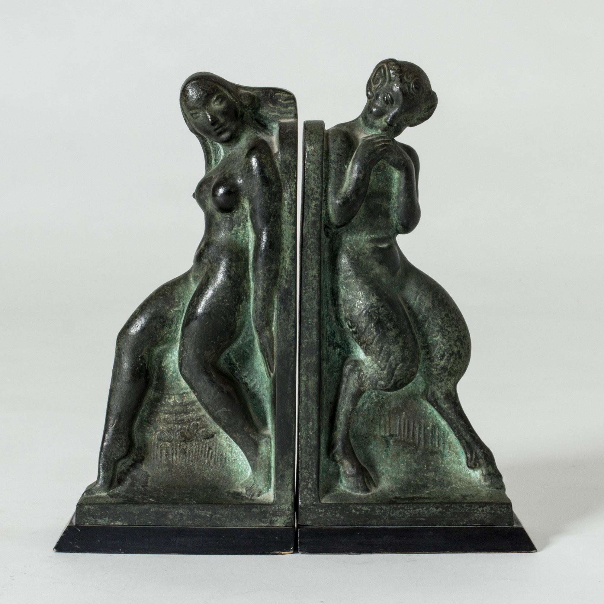 Early 20th Century Pair of Bronze Bookends from 1919 by Axel Gute