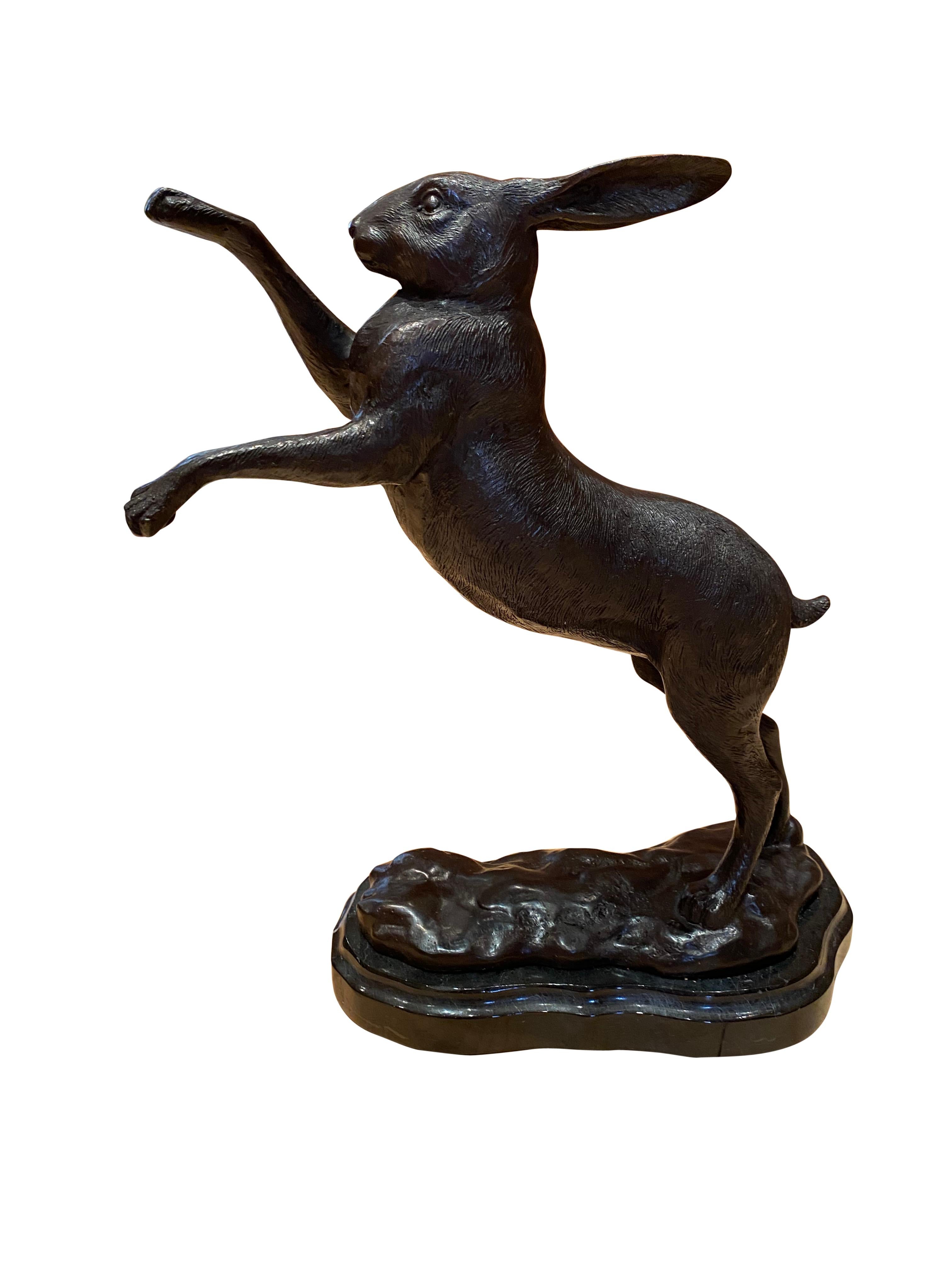 Pair of Bronze Boxing Hares, 20th Century For Sale 5