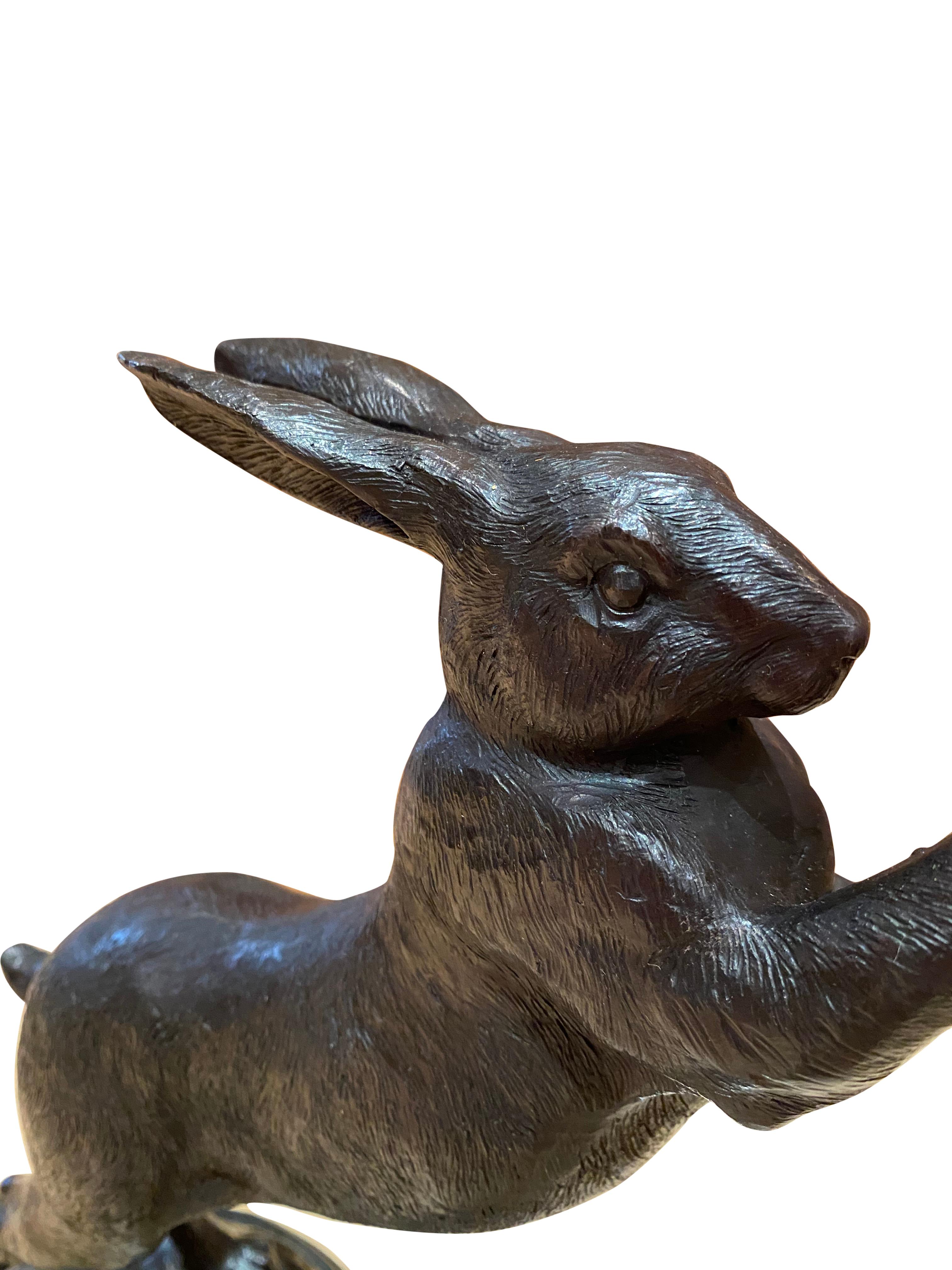 Pair of Bronze Boxing Hares, 20th Century For Sale 1