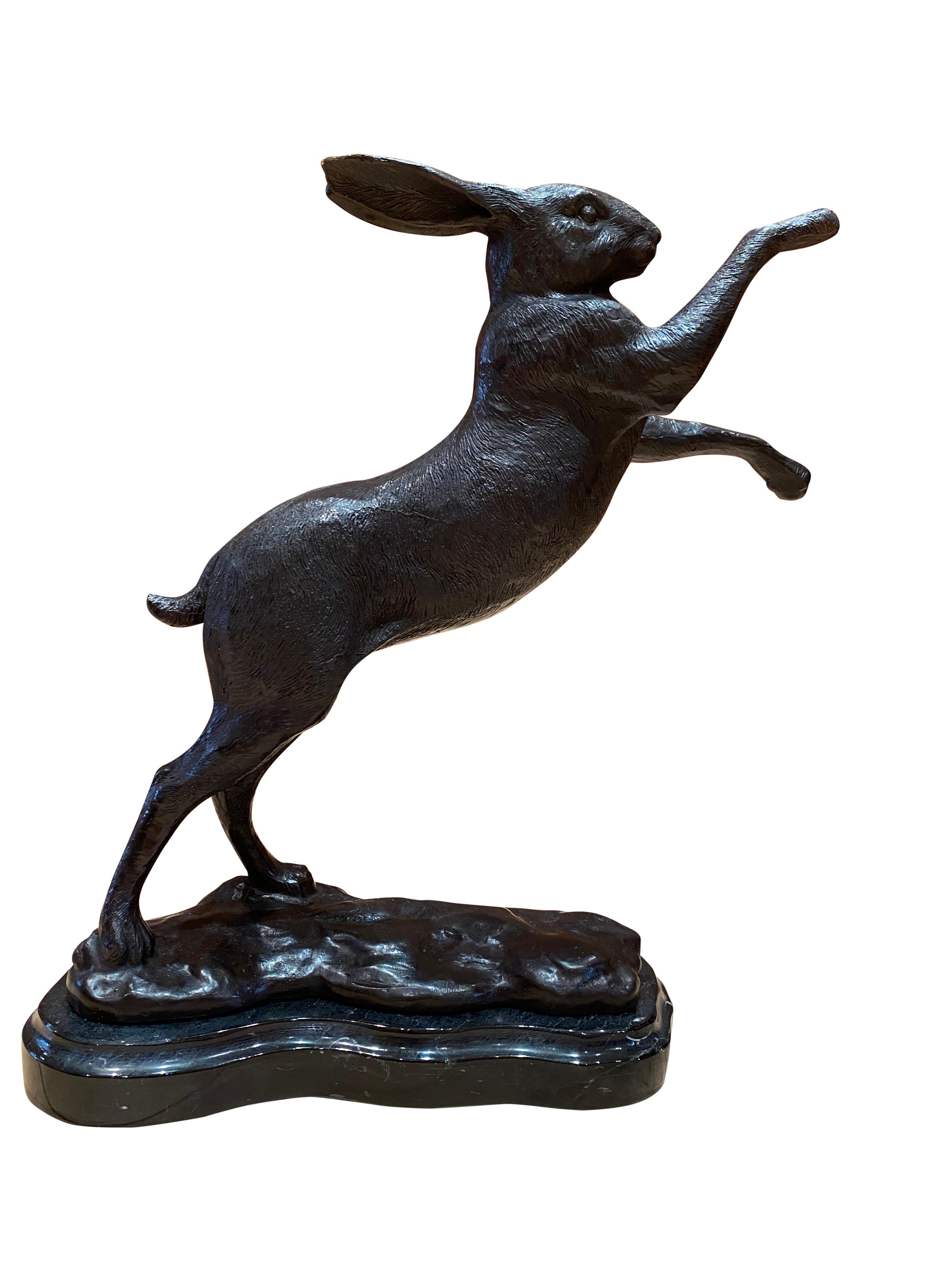 Pair of Bronze Boxing Hares, 20th Century For Sale 4