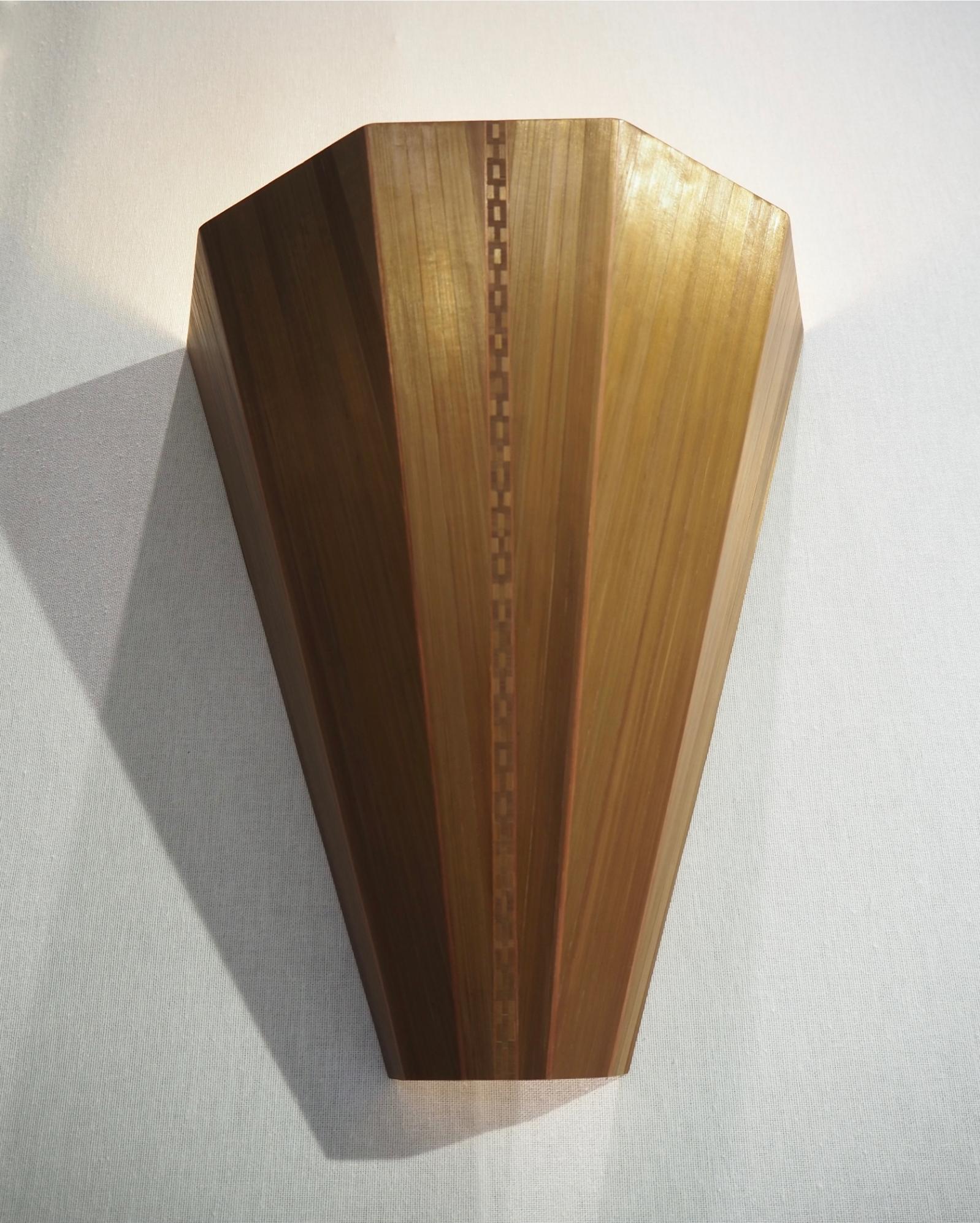 Pair of Bronze Brown Straw Marquetry Sconces, France In New Condition For Sale In Paris, FR