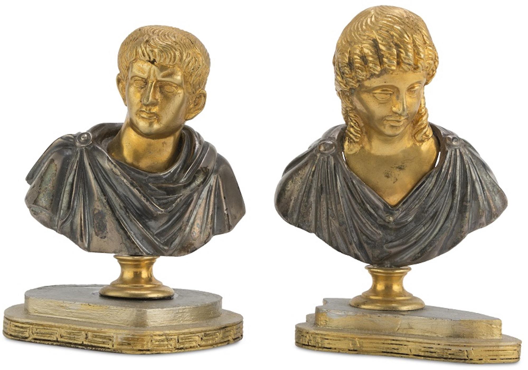 Pair of Bronze Busts by Anonymous Italian School, 19th Century In Fair Condition In Roma, IT