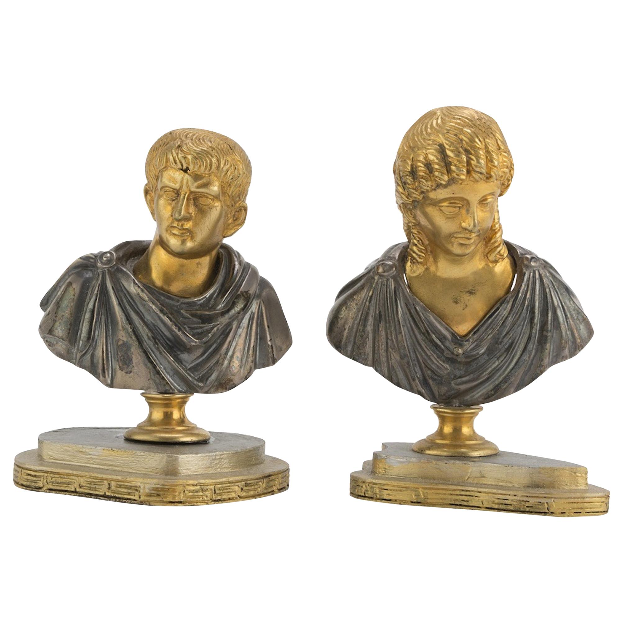 Pair of Bronze Busts by Anonymous Italian School, 19th Century