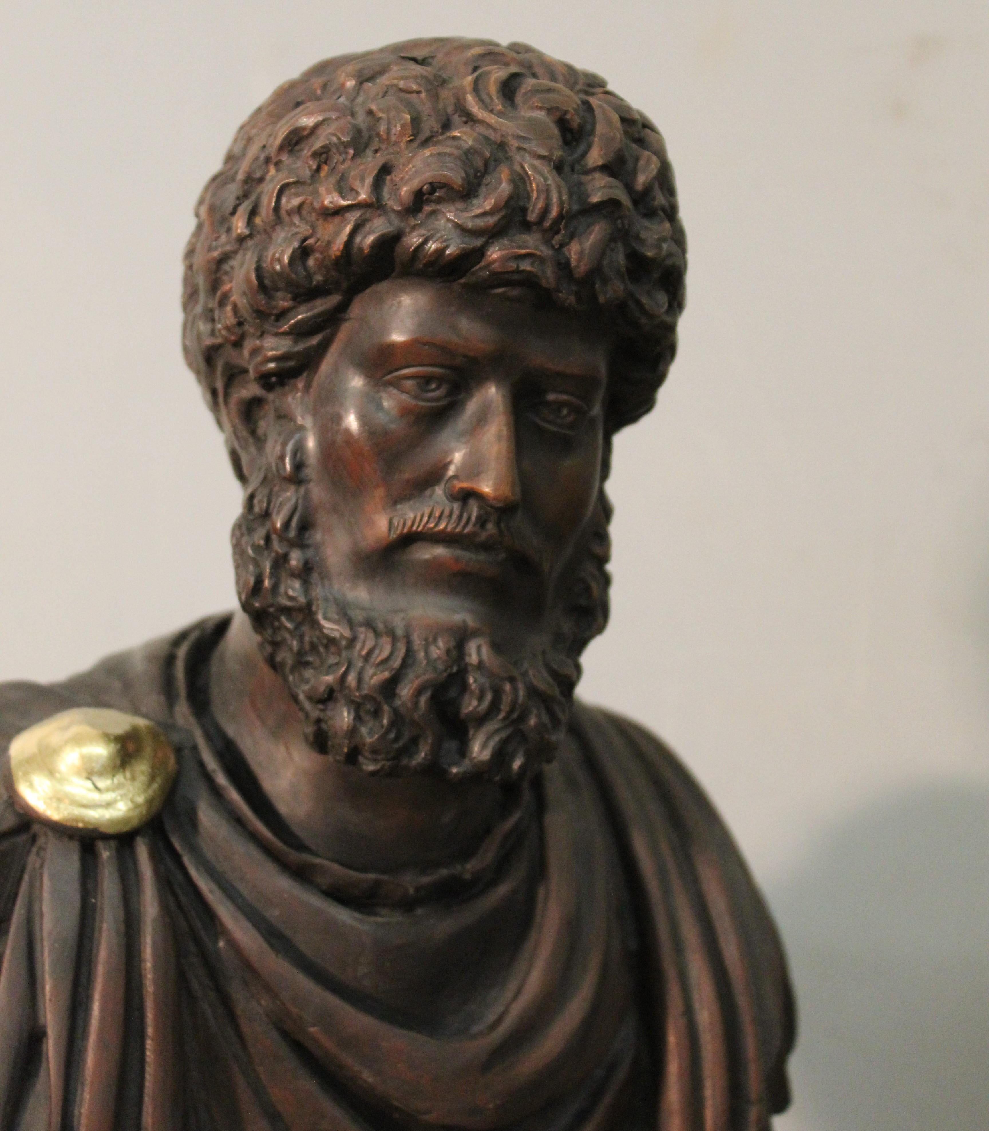 Pair of Bronze Busts of Emperors In Good Condition For Sale In Rome, IT