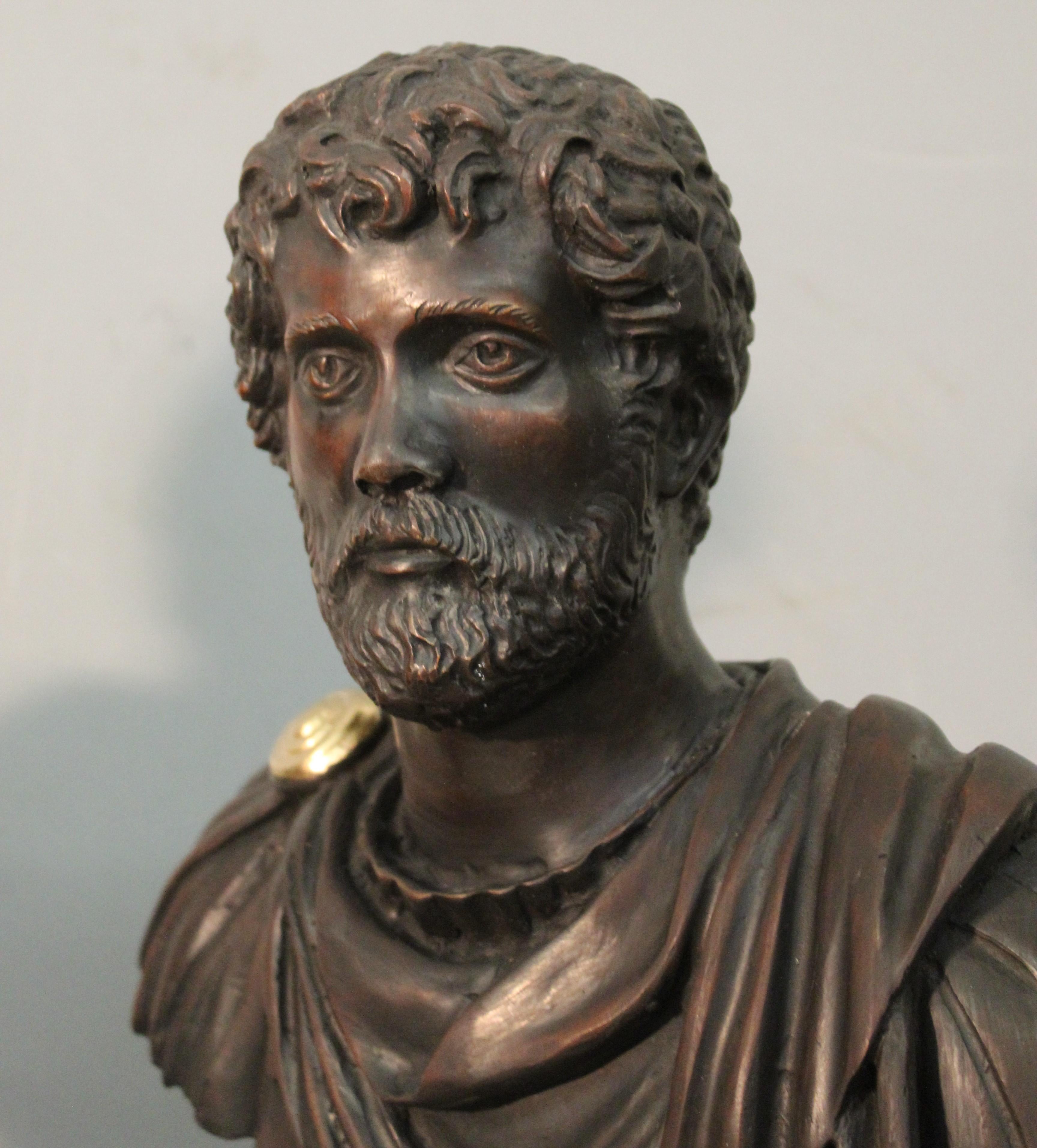 Mid-20th Century Pair of Bronze Busts of Emperors For Sale