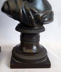 Pair of Bronze Busts of Rousseau and Voltaire
