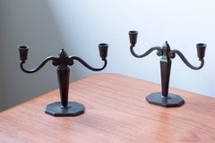 Paar Kandelaber aus Bronze von GAB Guldsmedsaktiebolaget, GAB. Schwedische Anmut 1930er Jahre