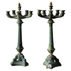 Pair of Bronze Candelabras, 1st Half 19th Century