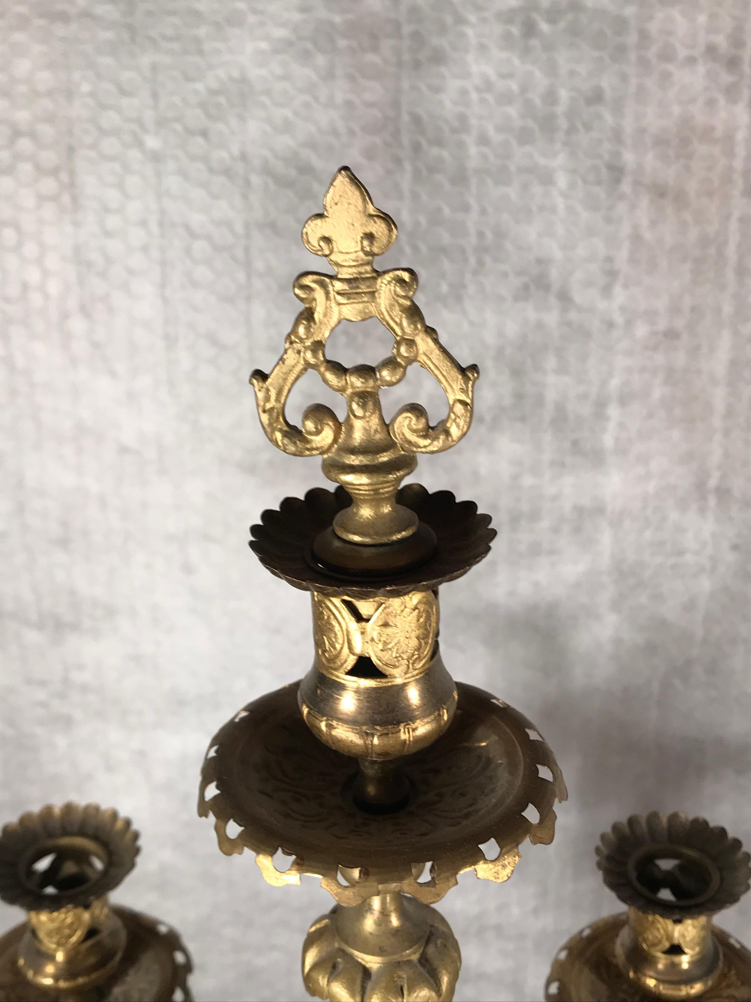 Pair of Bronze Candelabras, France, 19th Century In Good Condition For Sale In Belmont, MA