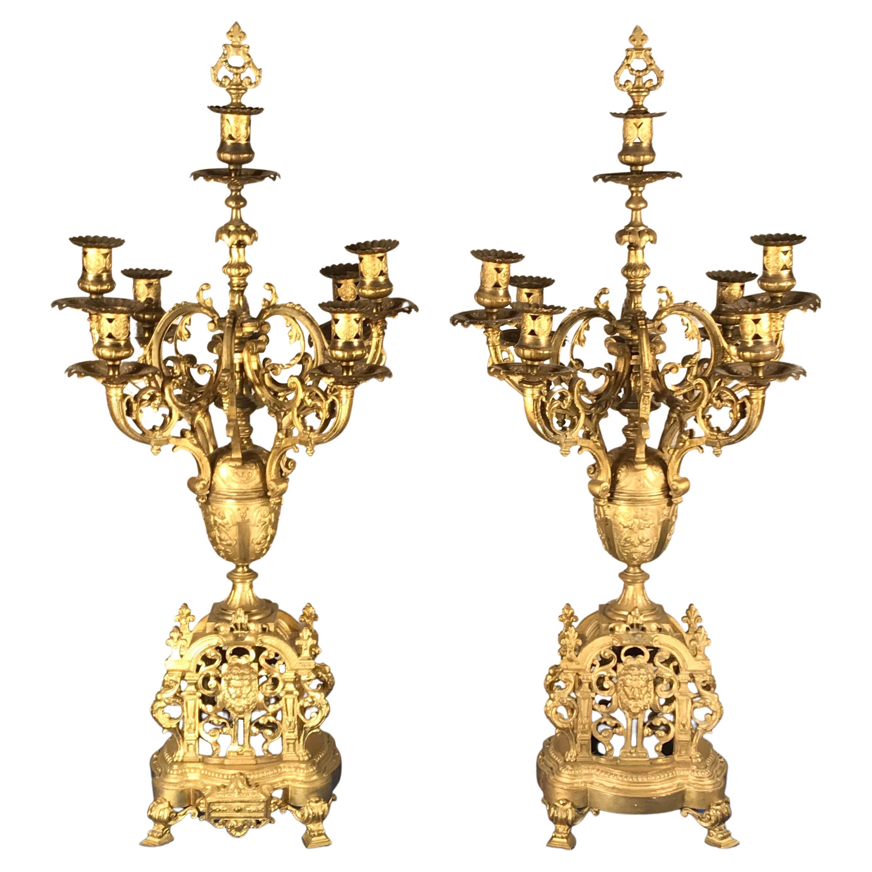 Pair of Bronze Candelabras, France, 19th Century