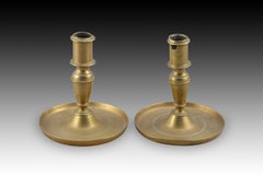 Pair of Bronze Candle Holders. 19th Century
