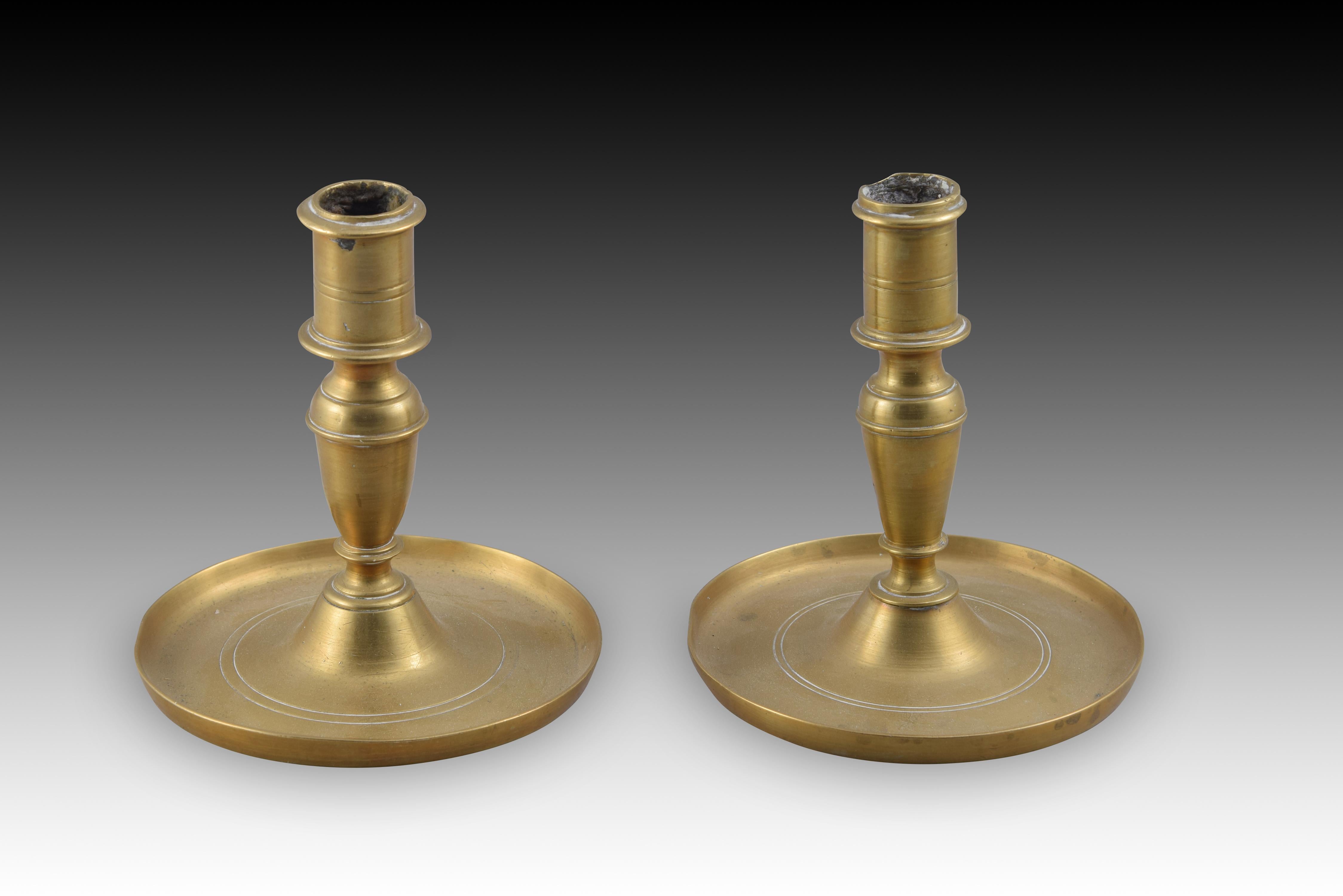 Neoclassical Revival Pair of Bronze Candle Holders. 19th Century For Sale