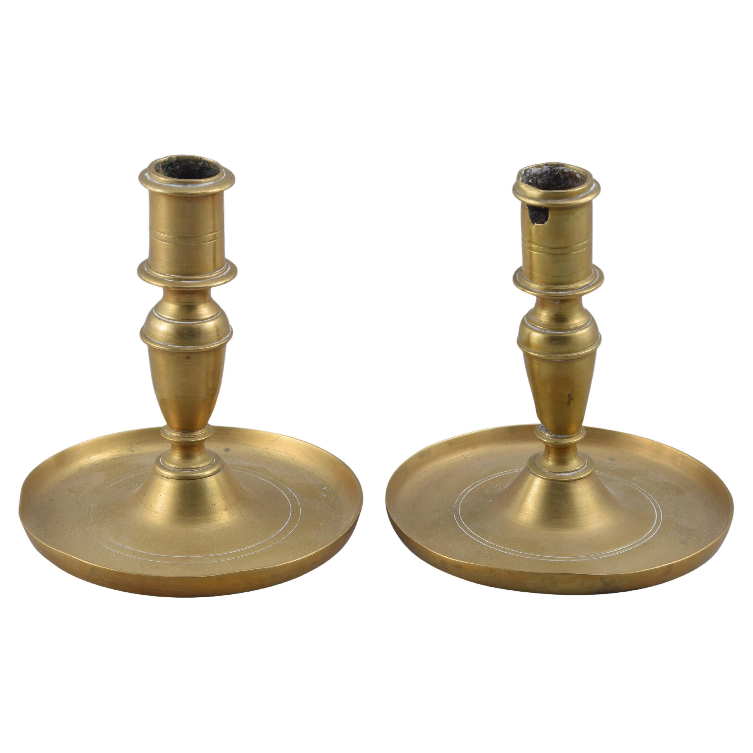 Pair of Bronze Candle Holders. 19th Century For Sale