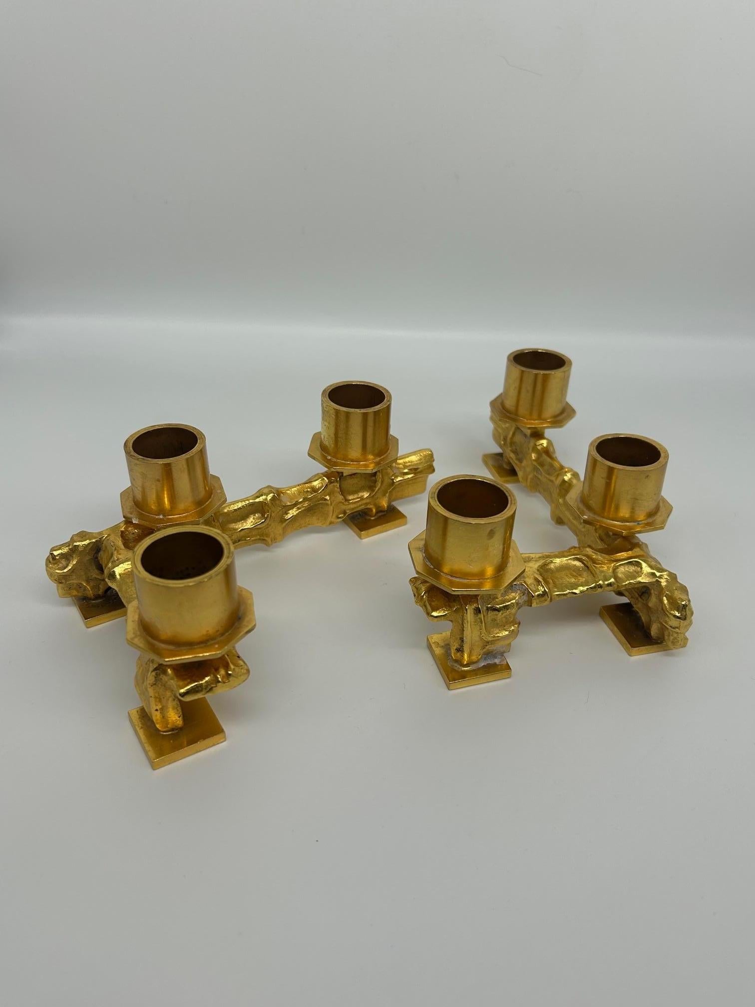 coppia di portacandele in bronzo in vendita 2