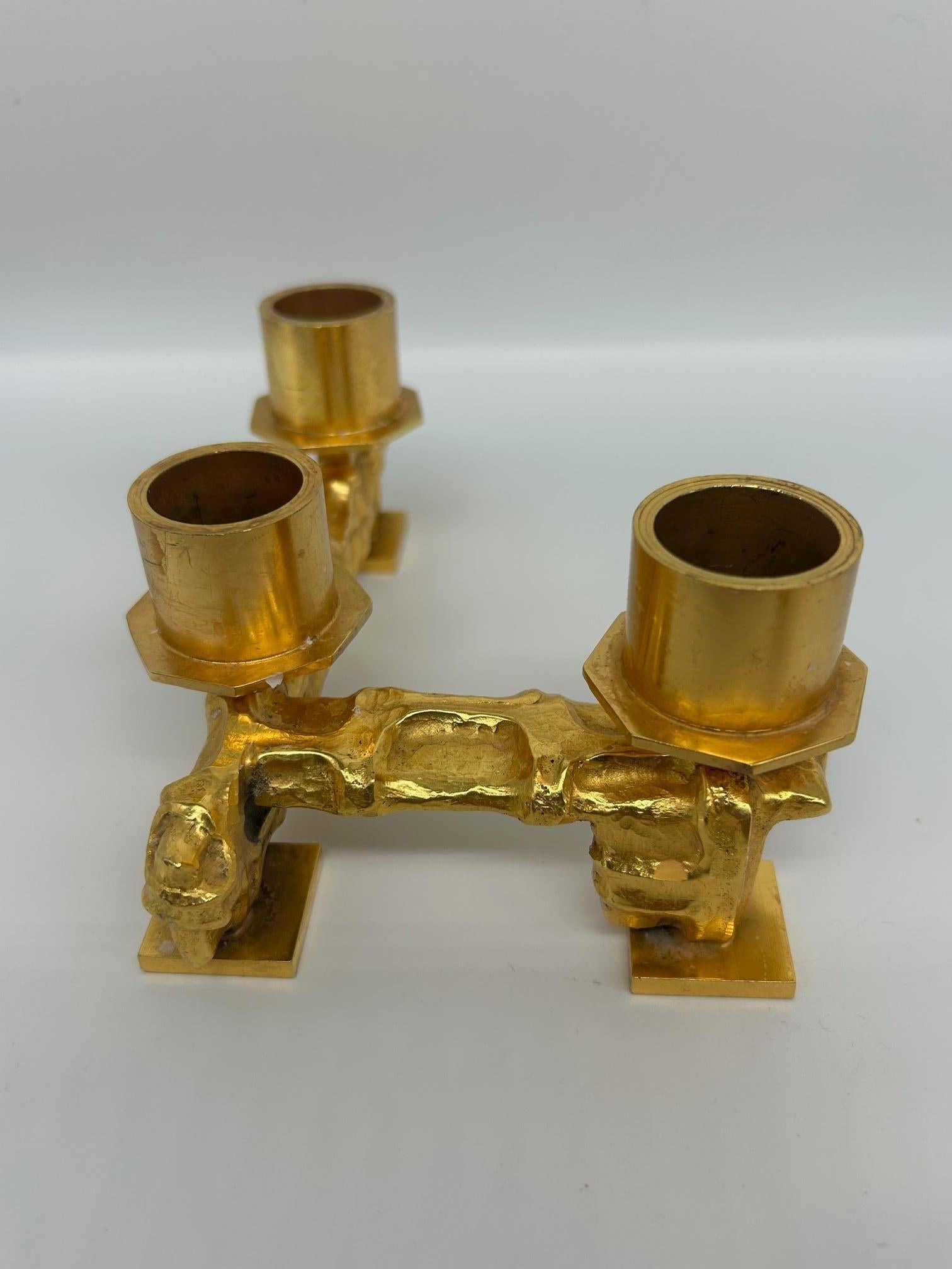 coppia di portacandele in bronzo in vendita 3