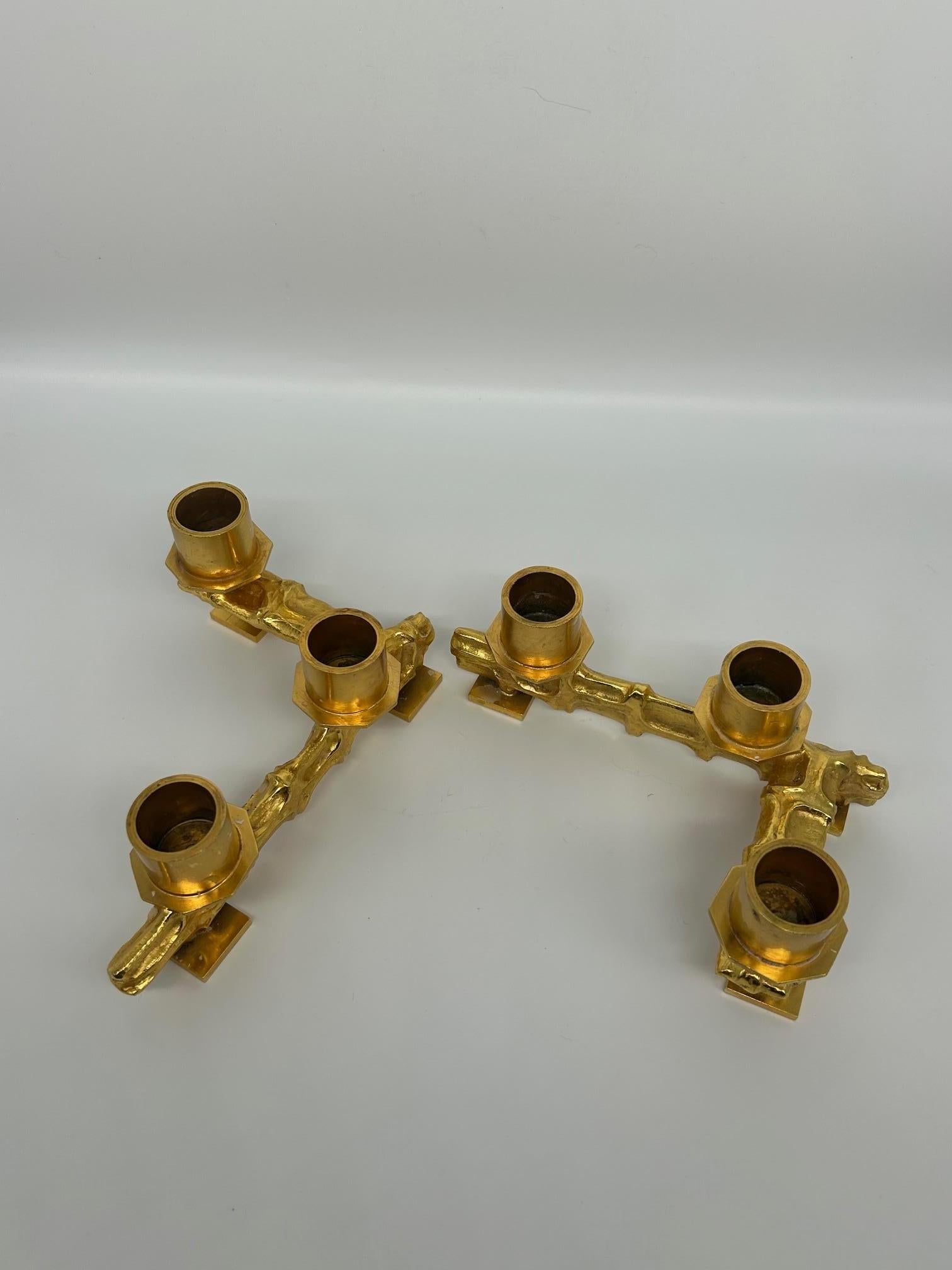 coppia di portacandele in bronzo in vendita 8