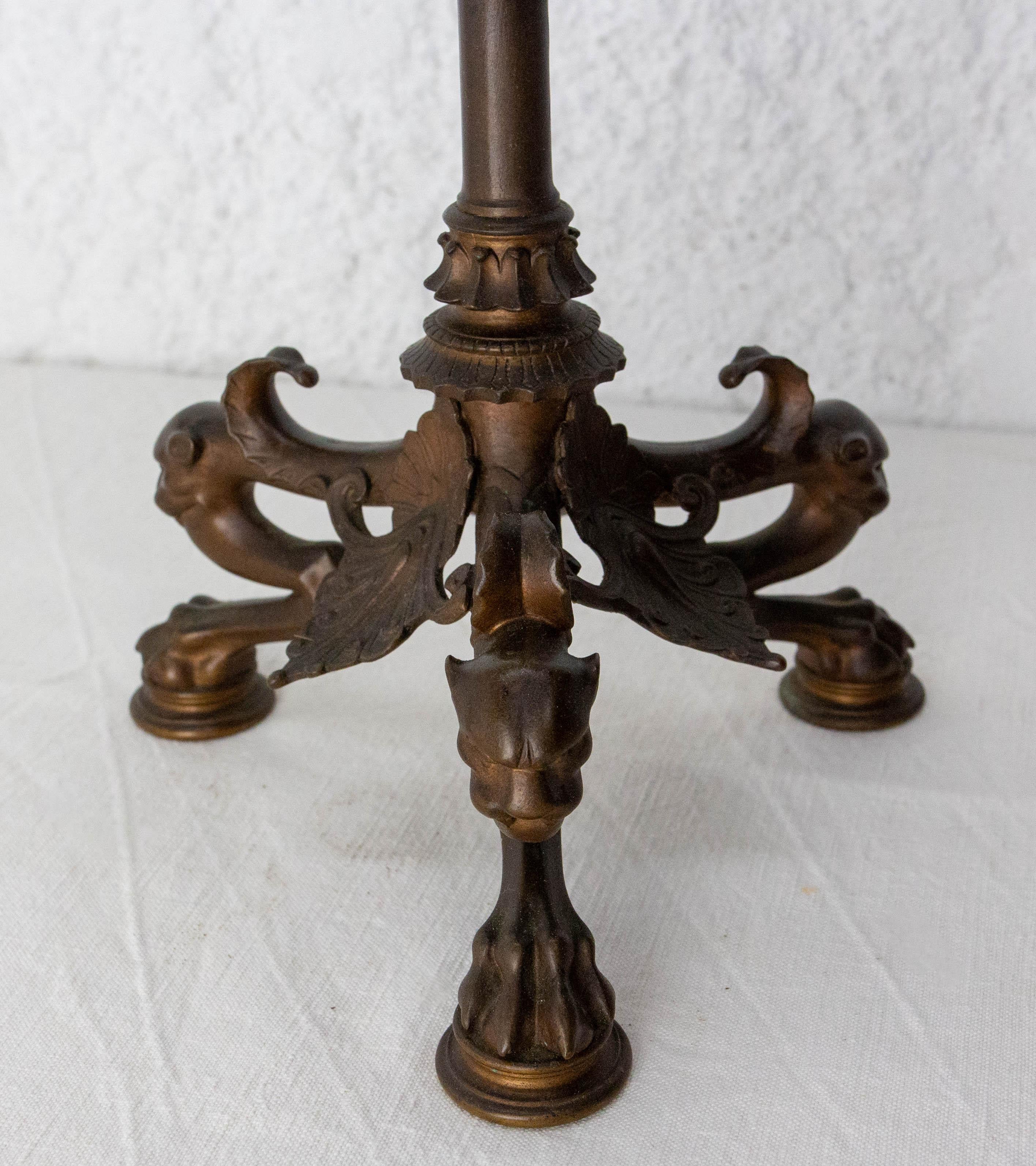Pair of Bronze Candleholders, Heron Candelabra French, Late 19th Century 6