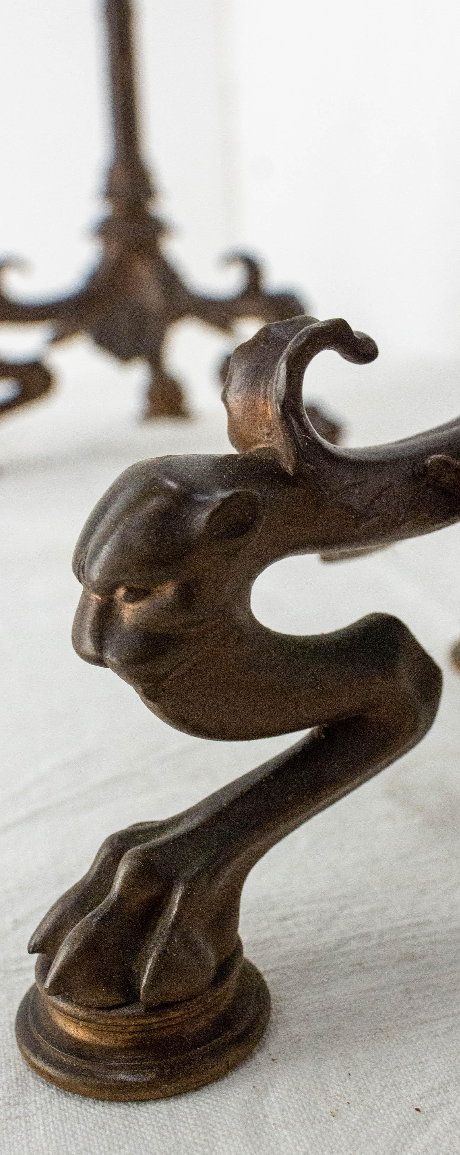 Pair of Bronze Candleholders, Heron Candelabra French, Late 19th Century 8
