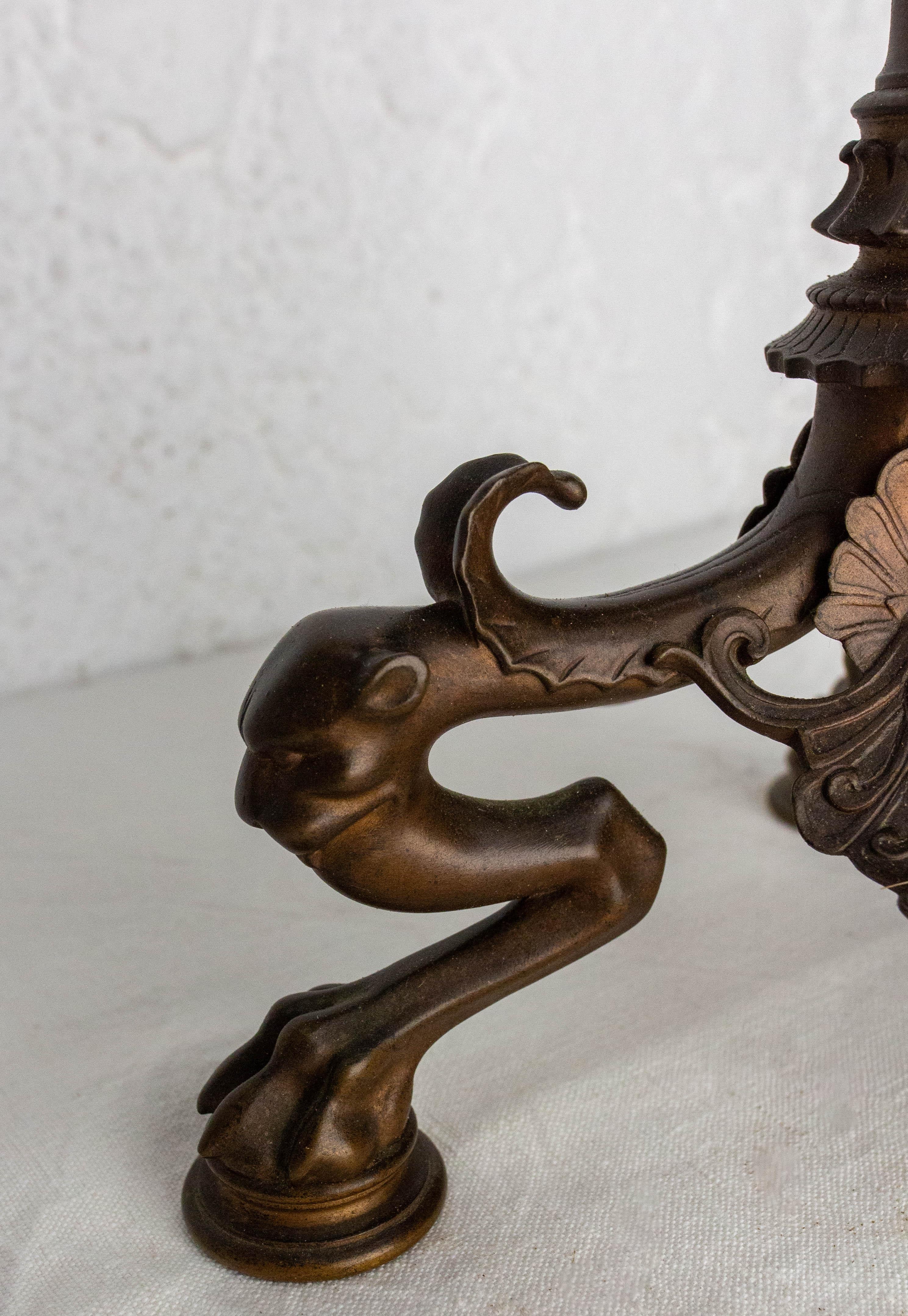 Pair of Bronze Candleholders, Heron Candelabra French, Late 19th Century 9