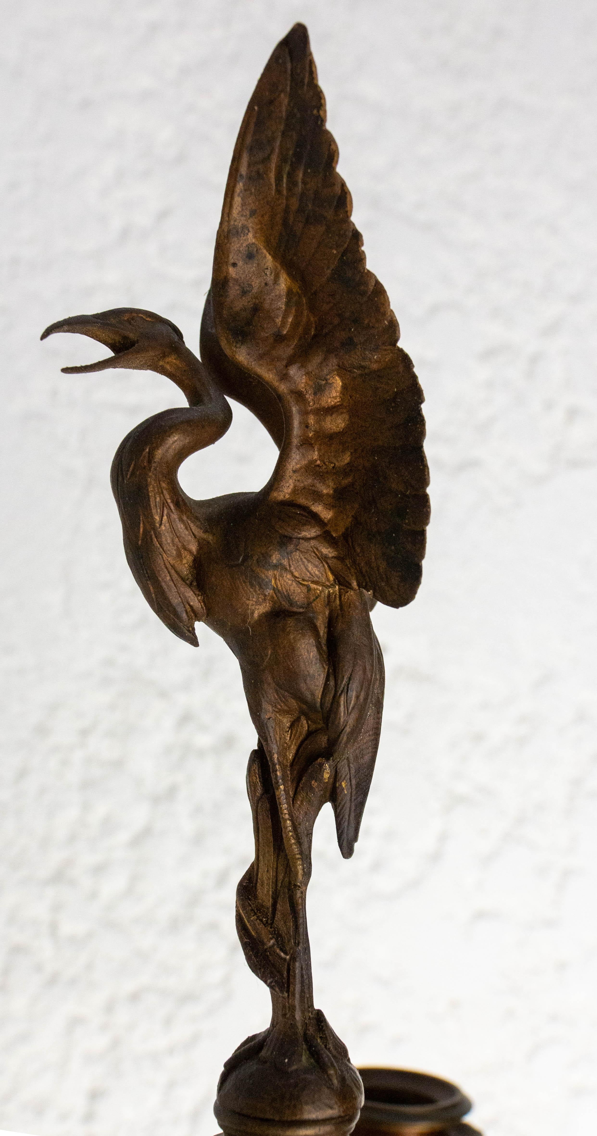 Pair of Bronze Candleholders, Heron Candelabra French, Late 19th Century 1