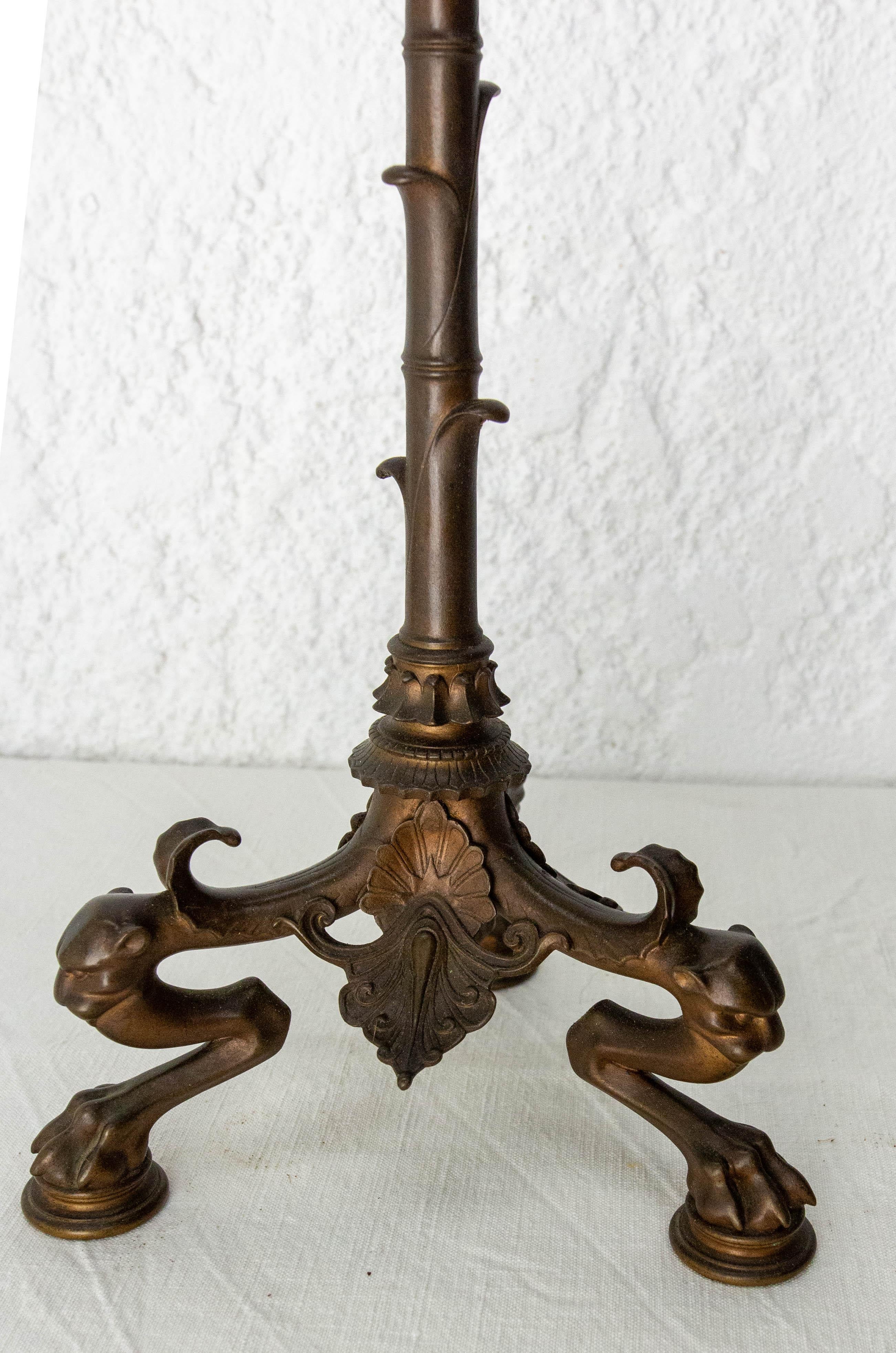 Pair of Bronze Candleholders, Heron Candelabra French, Late 19th Century 4