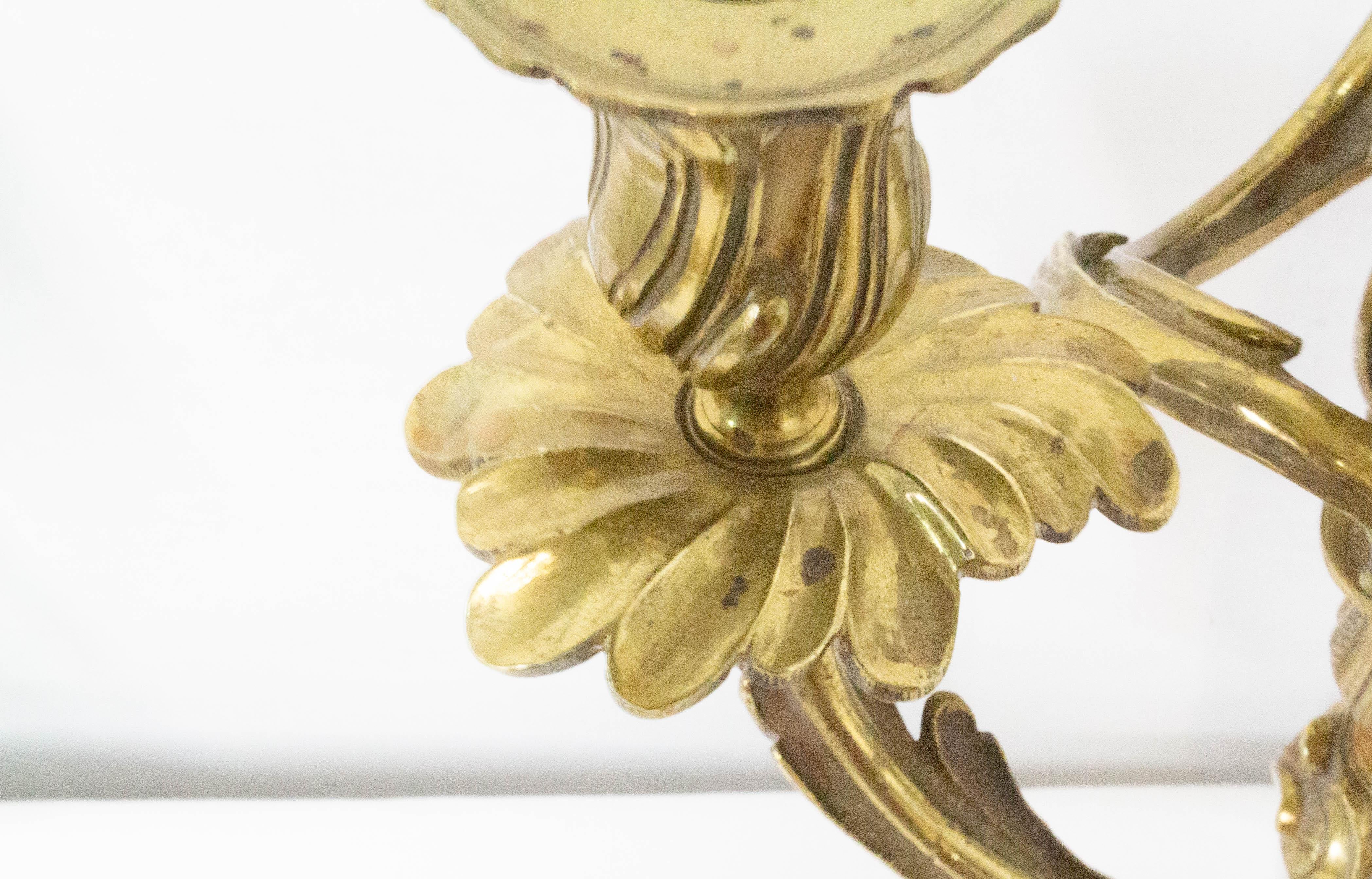 Pair of Bronze Candleholders Louis XV Style, French 19th Century For Sale 2