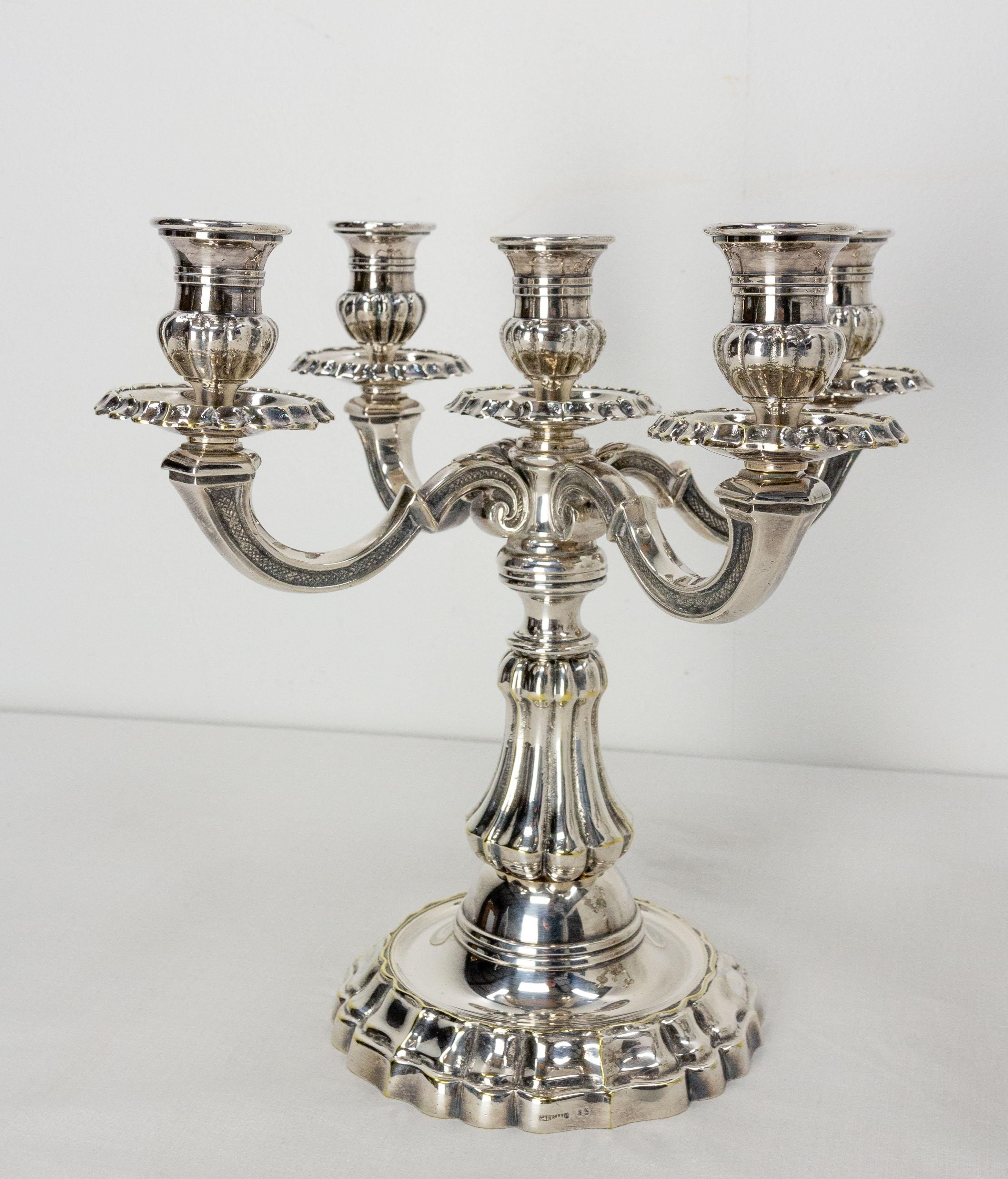 Patinated Pair of Bronze Candleholders Louis XV Style, French, Late 19th Century For Sale