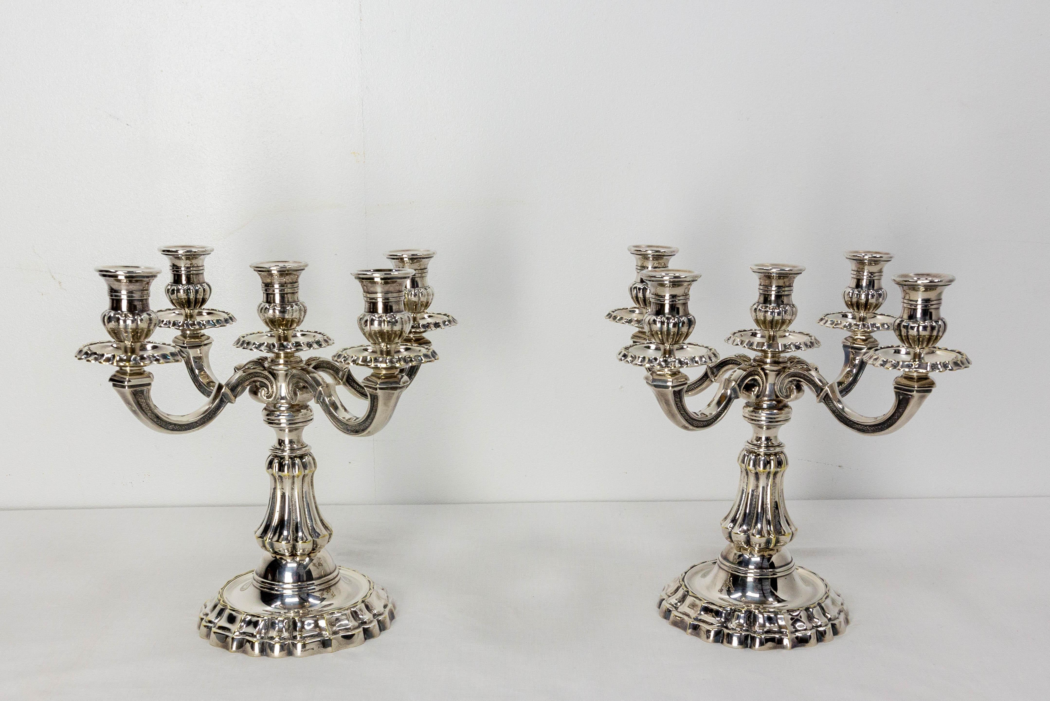 Pair of Bronze Candleholders Louis XV Style, French, Late 19th Century For Sale 1